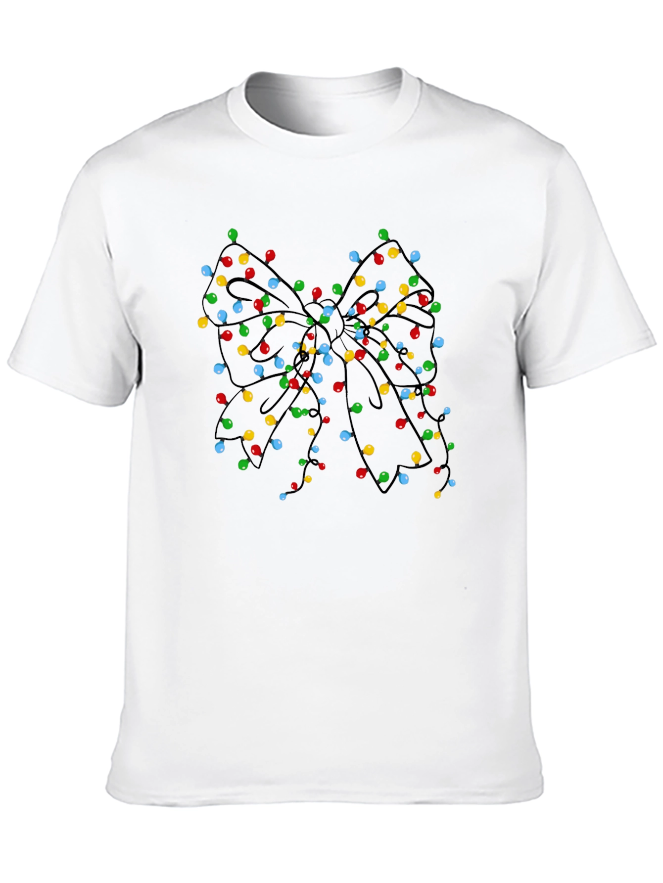 Christmas Lights Bow Black T-Shirt