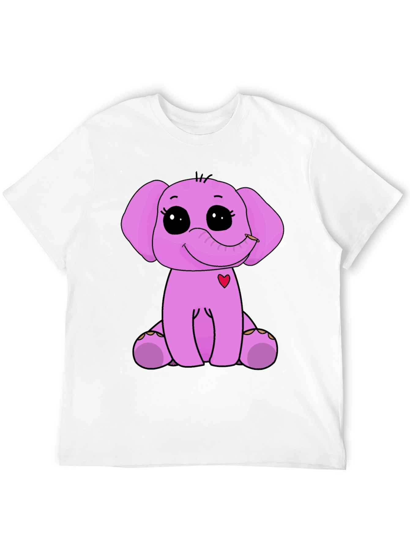 Cute Elephant Graphic Tee - Black