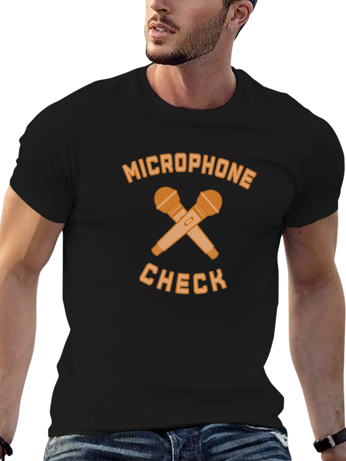 Microphone Check Black T-Shirt