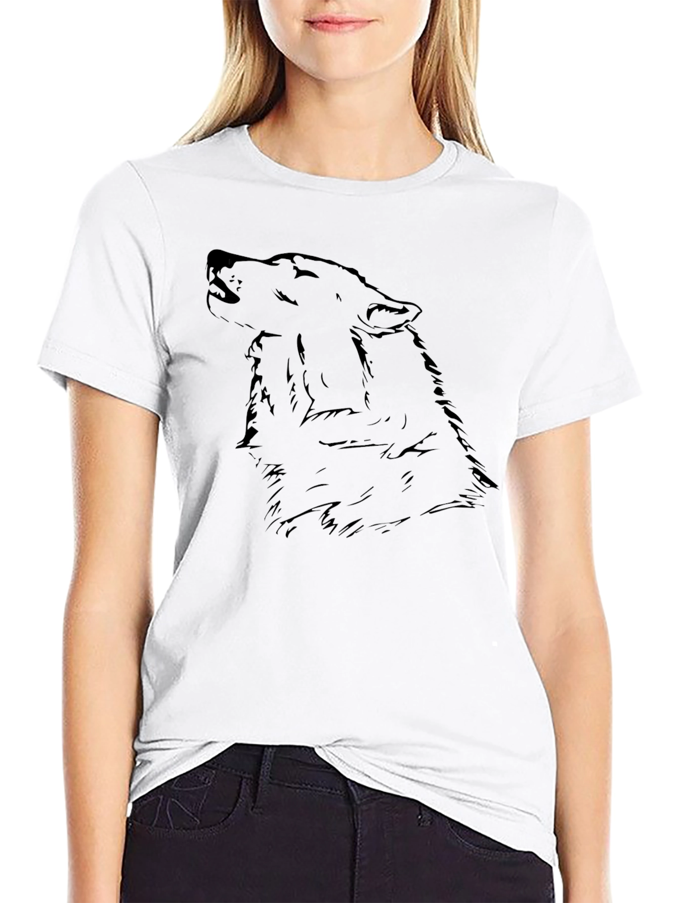 Black Wolf Howl Graphic T-Shirt