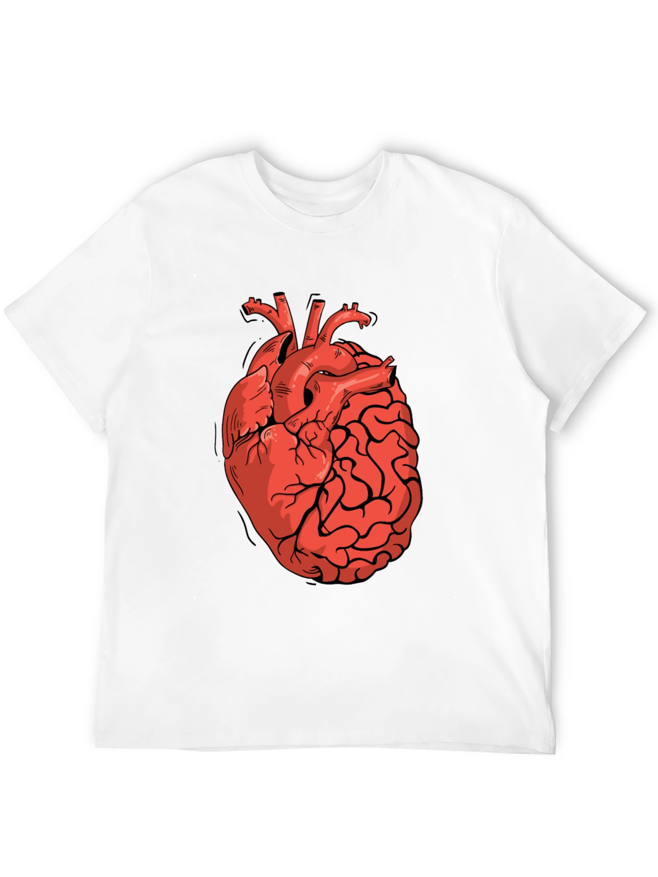 Heart-Brain Graphic Tee - Stylish Black T-Shirt