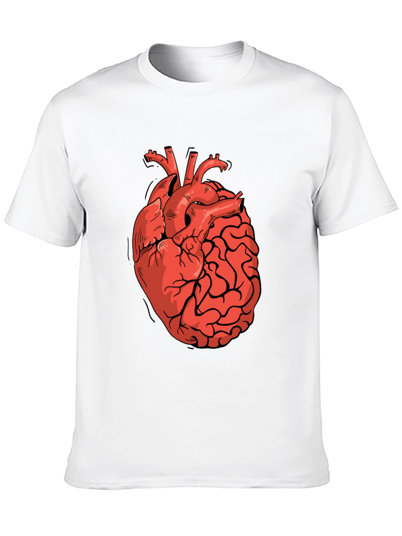 Heart-Brain Graphic Tee - Stylish Black T-Shirt