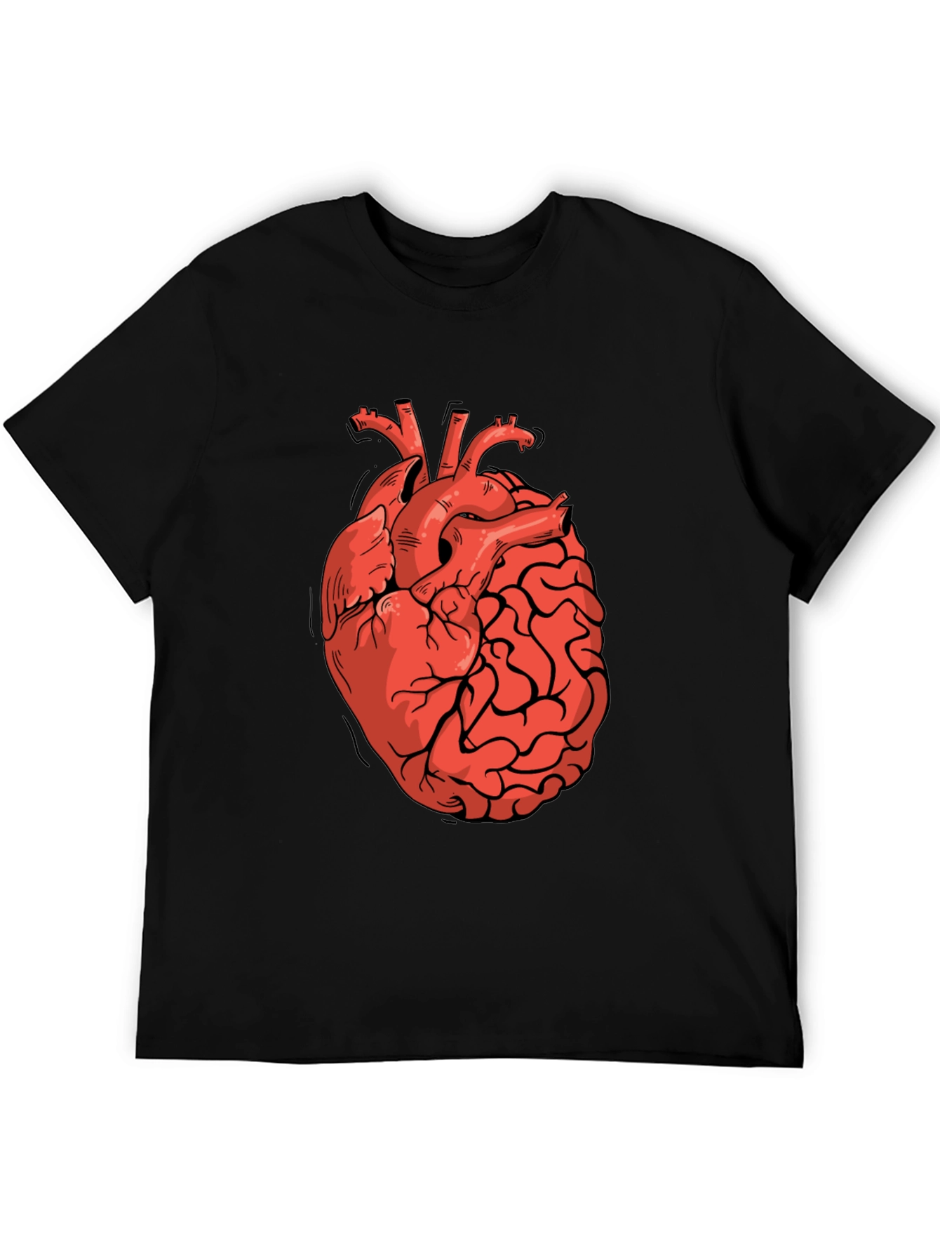 Heart-Brain Graphic Tee - Stylish Black T-Shirt