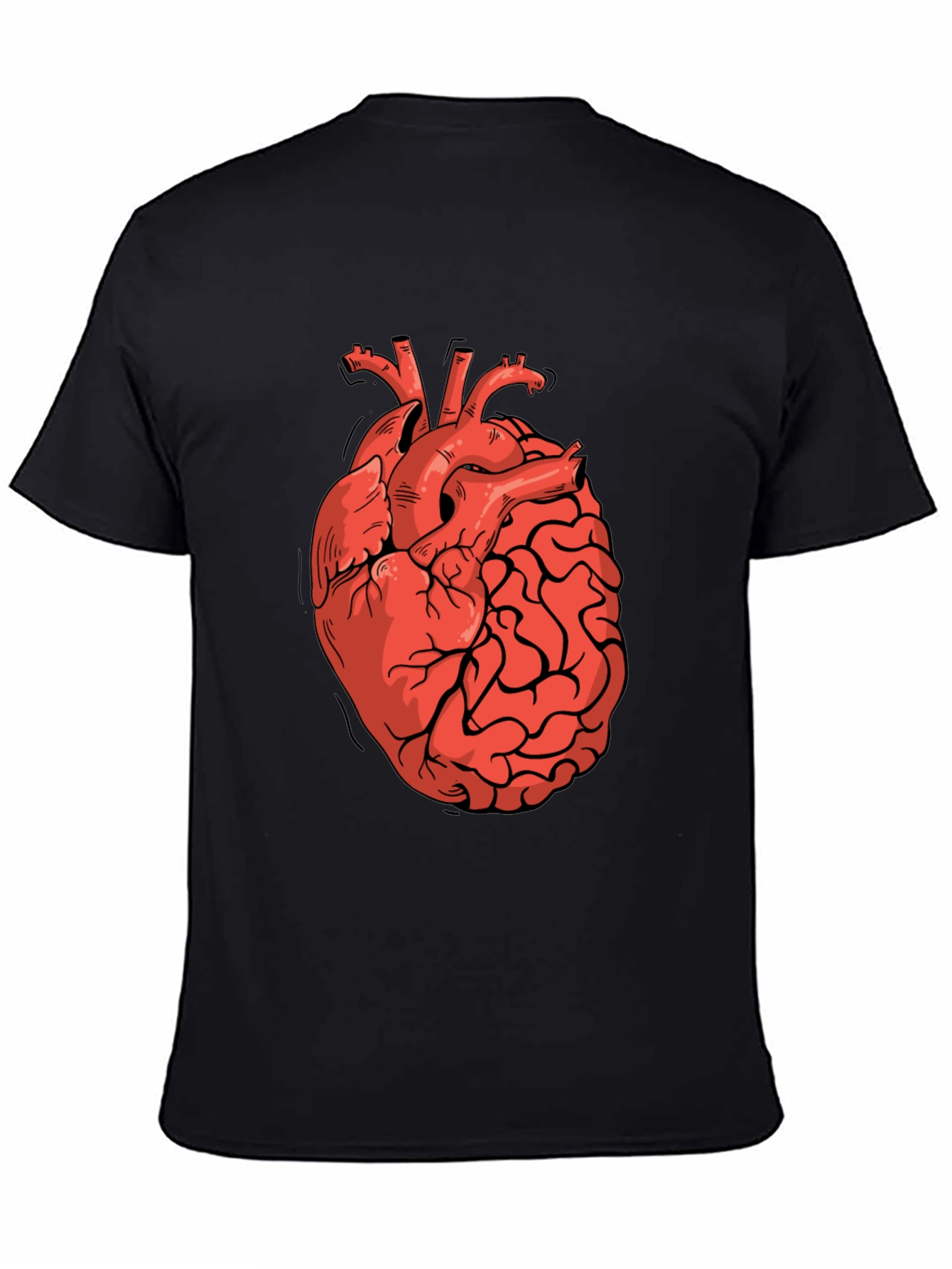 Heart-Brain Graphic Tee - Stylish Black T-Shirt