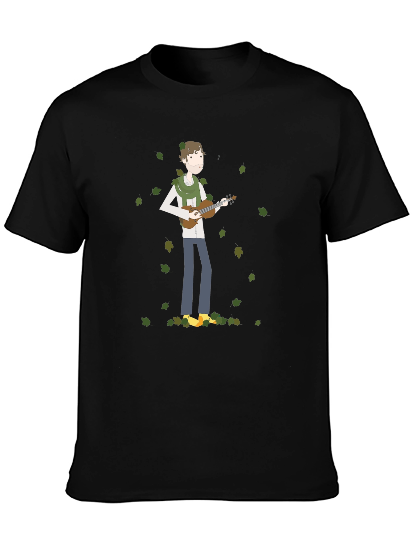 Whimsical Musician Black T-Shirt