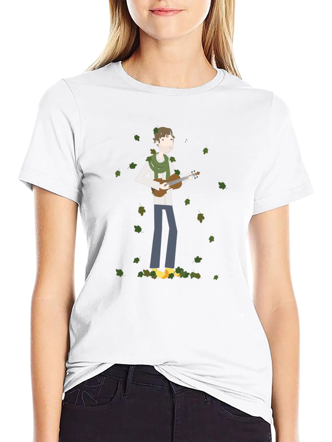 Whimsical Musician Black T-Shirt