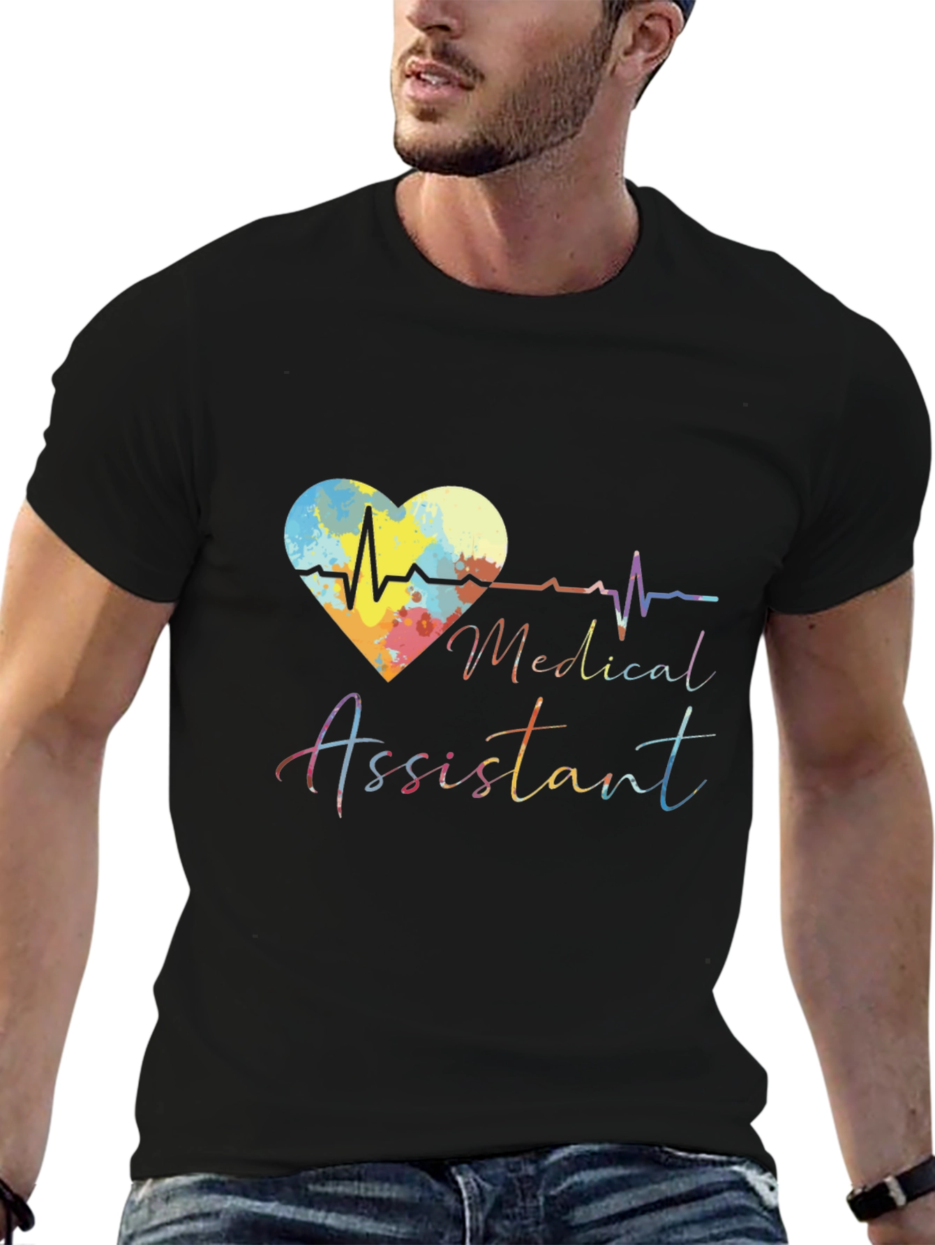 Medical Assistant Heartbeat Graphic T-Shirt