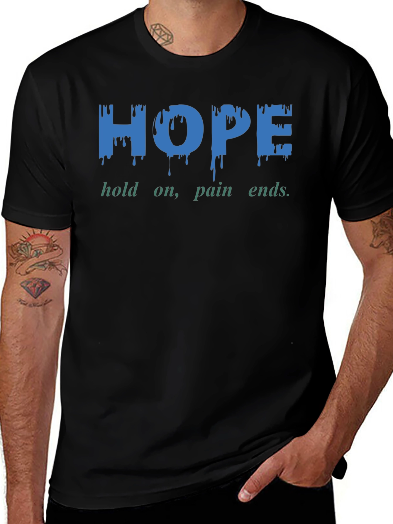 HOPE Graphic Print T-Shirt - Hold On Pain Ends.