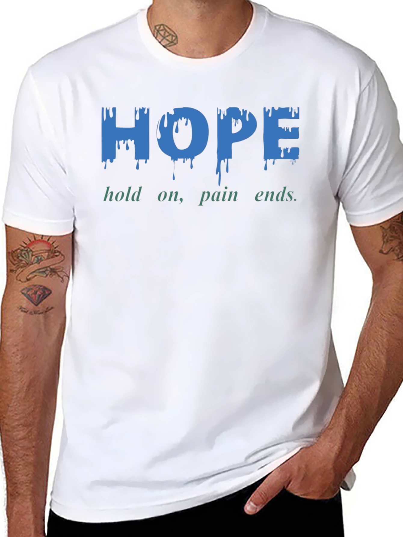 HOPE Graphic Print T-Shirt - Hold On Pain Ends.