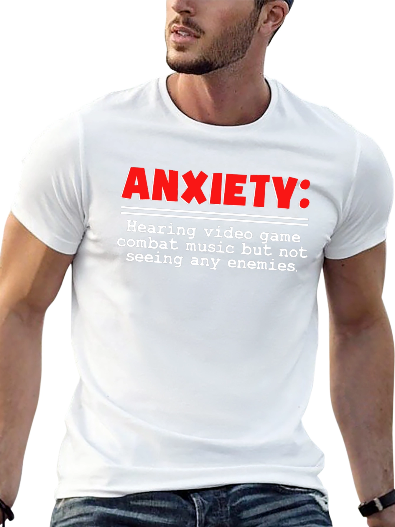 Anxiety Gamer T-Shirt - Combat Music No Enemies