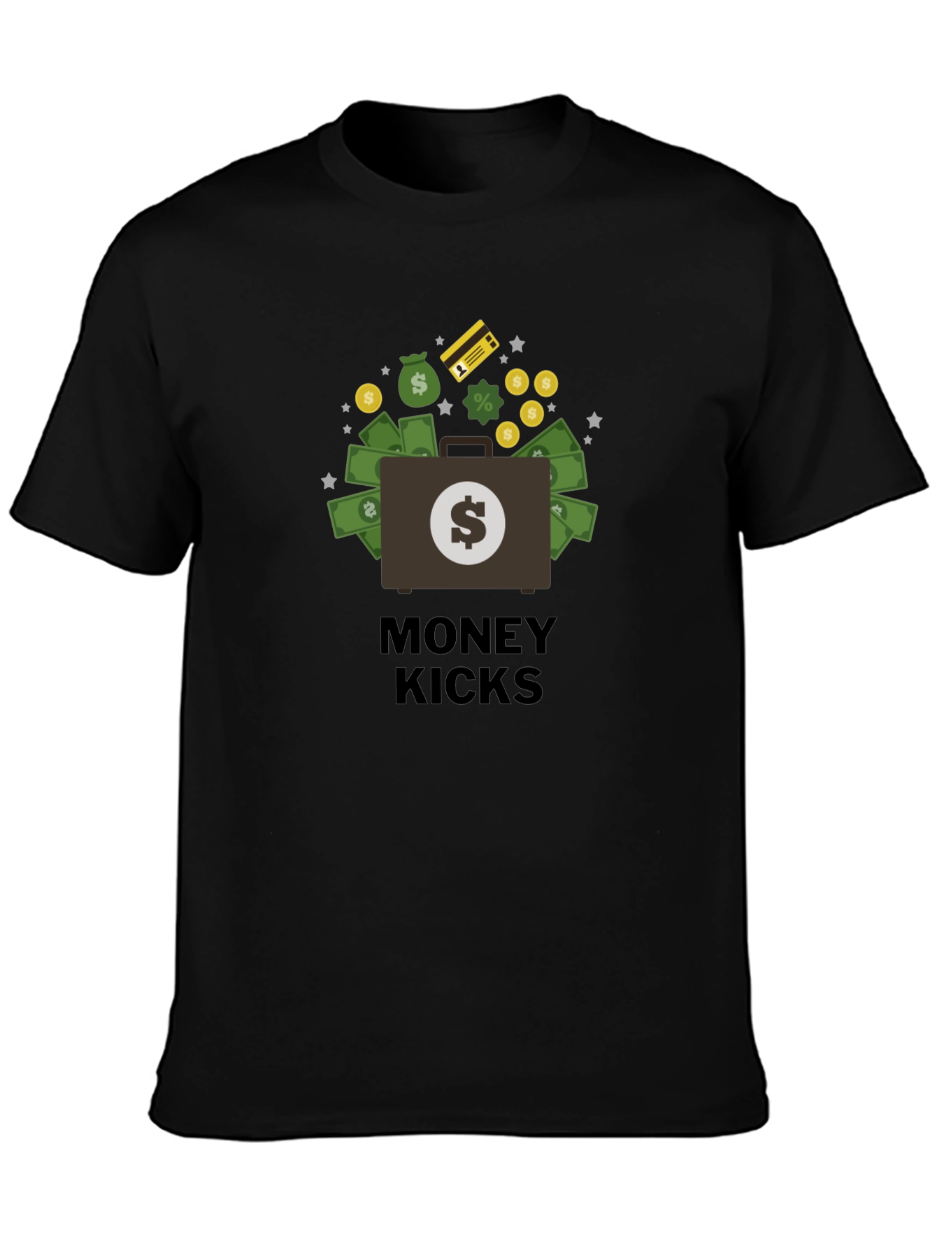 Money Kicks Graphic T-Shirt - Black Crew Neck