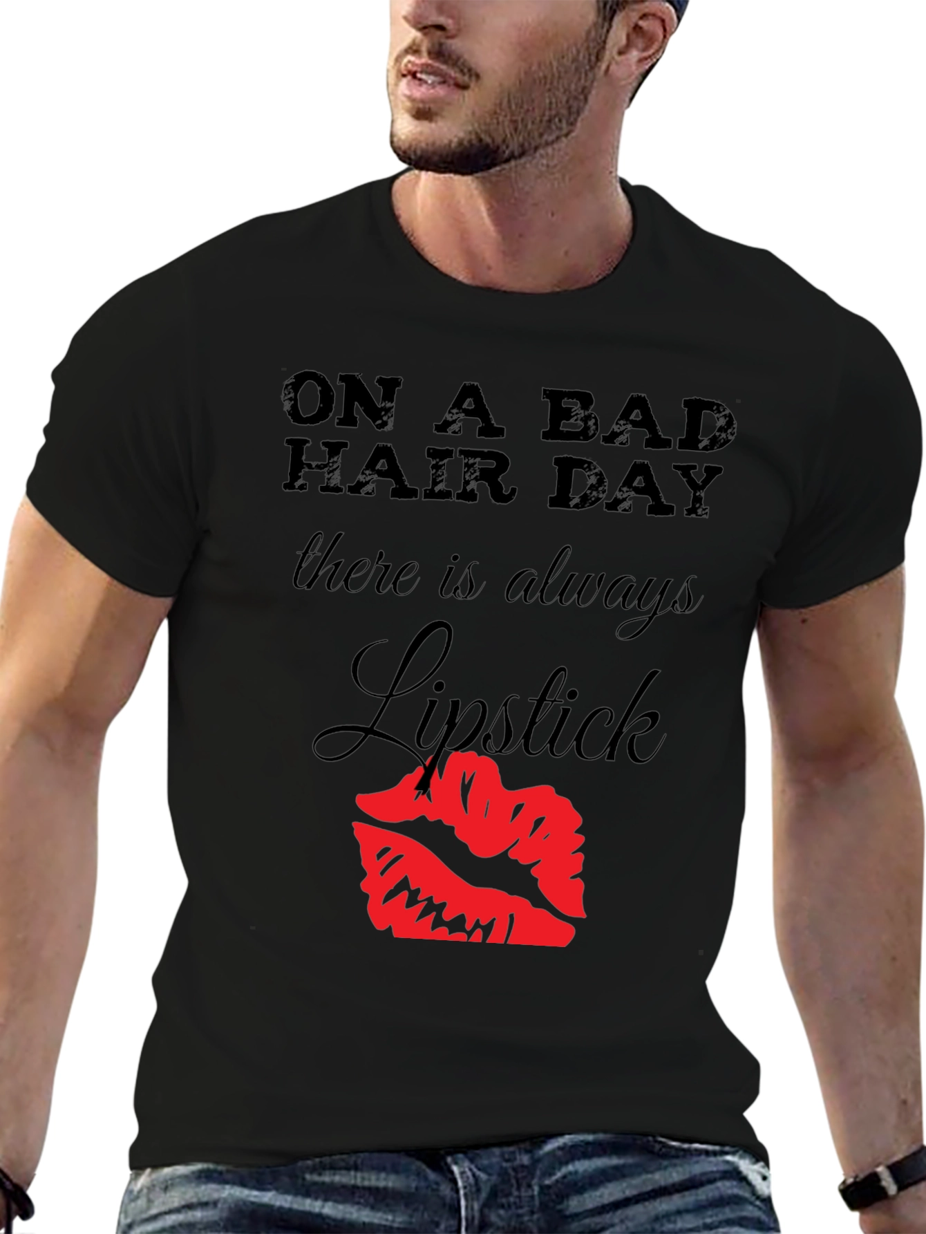 Bad Hair Day Lipstick Graphic Tee