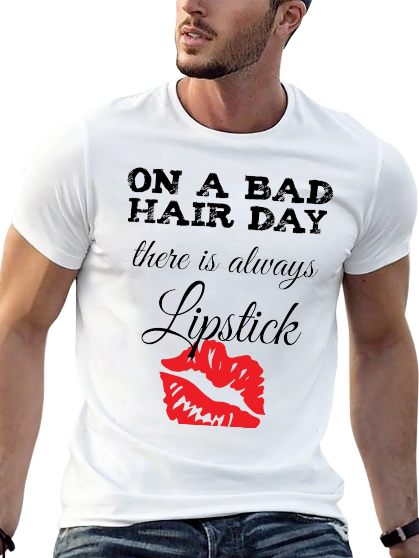 Bad Hair Day Lipstick Graphic Tee