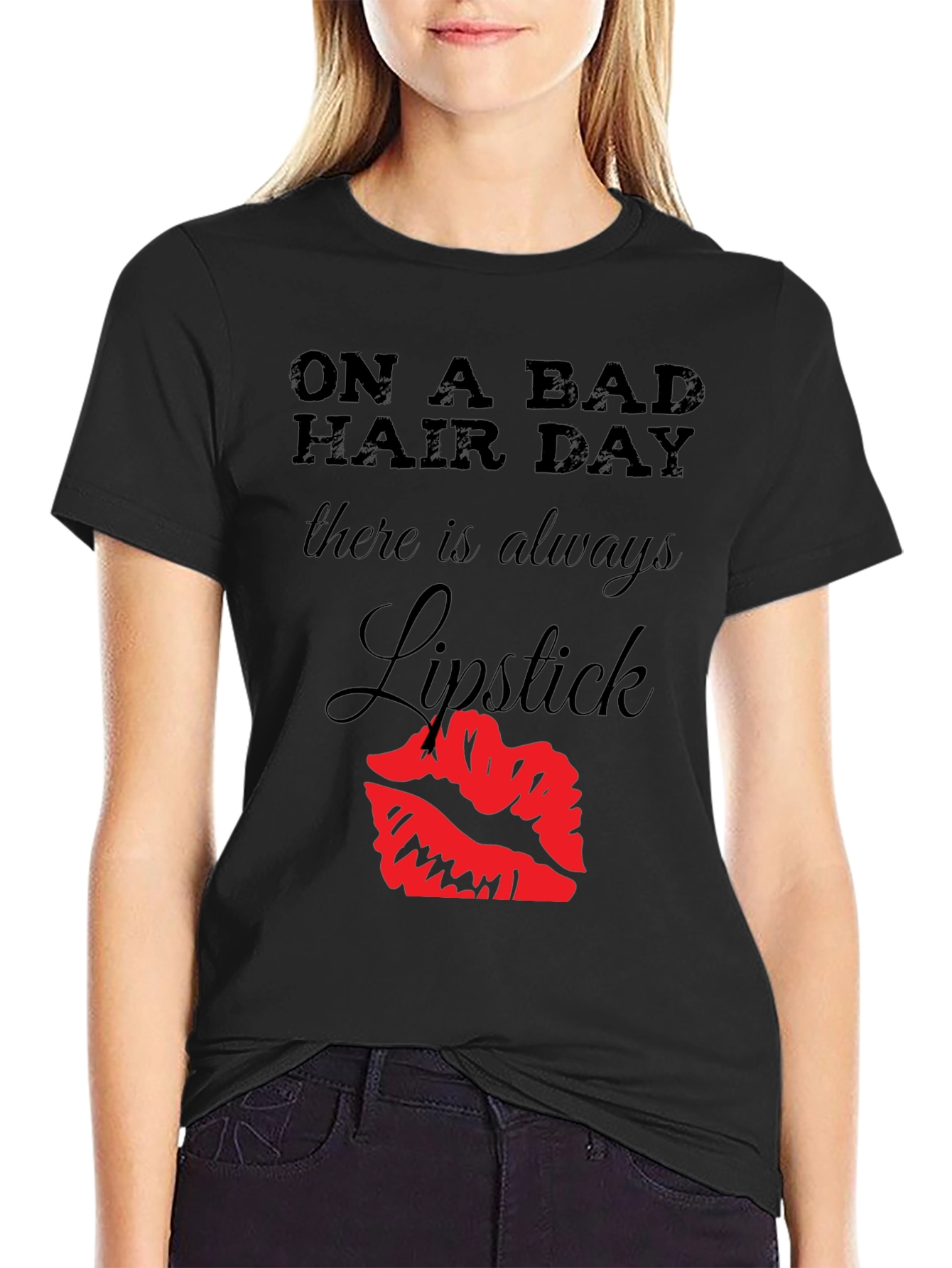Bad Hair Day Lipstick Graphic Tee
