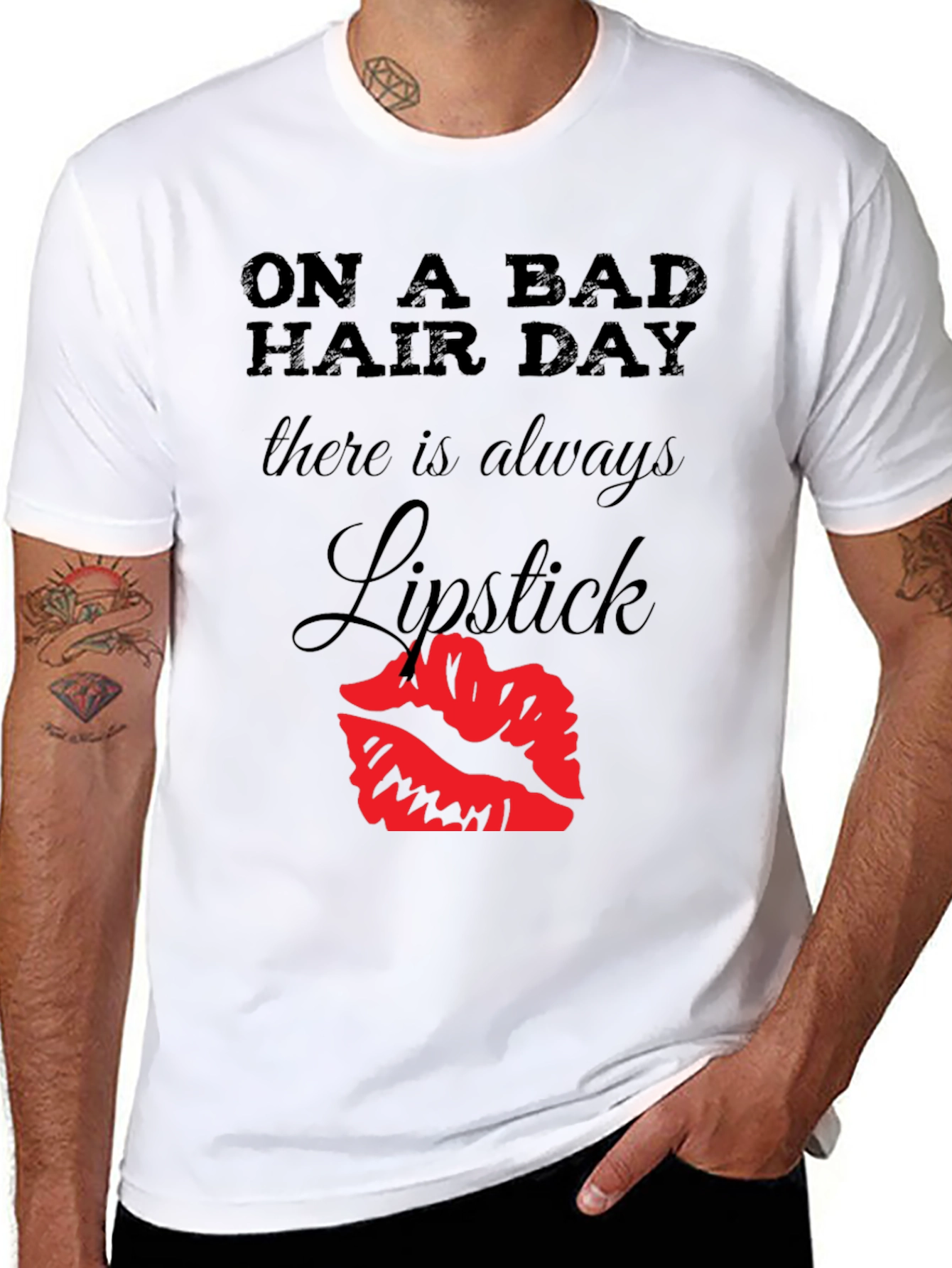 Bad Hair Day Lipstick Graphic Tee