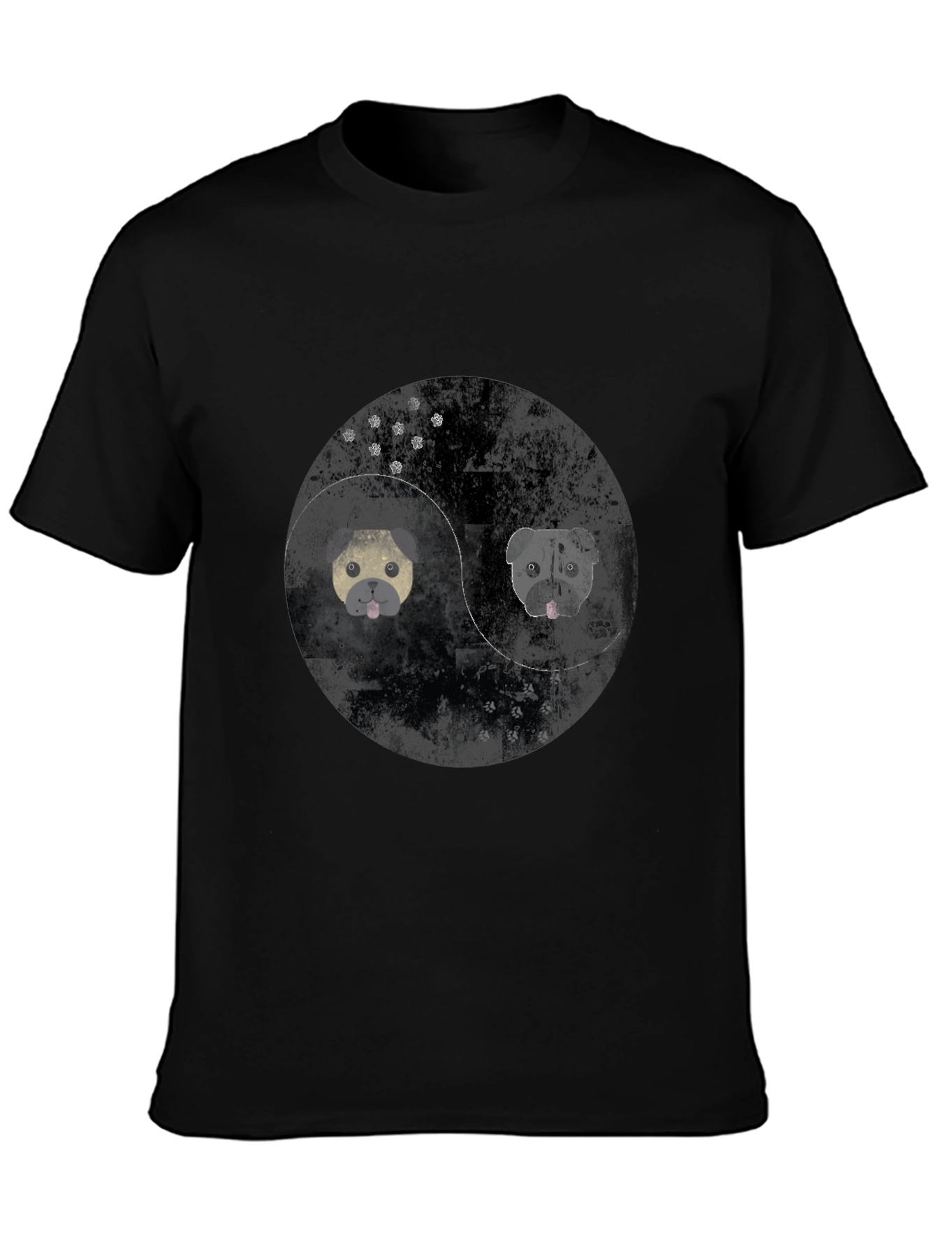 Yin Yang Pug Graphic Tee - Black Cotton