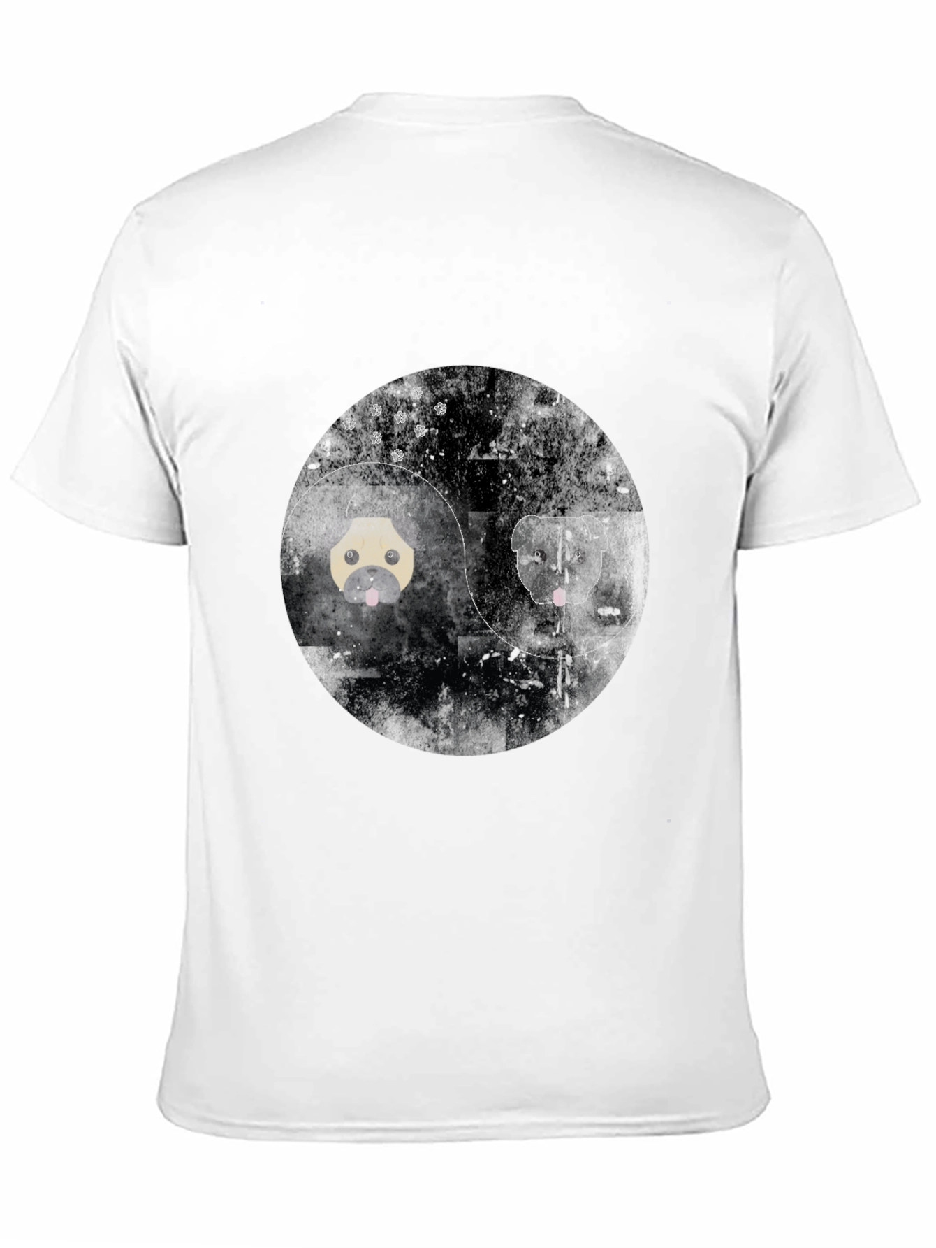 Yin Yang Pug Graphic Tee - Black Cotton