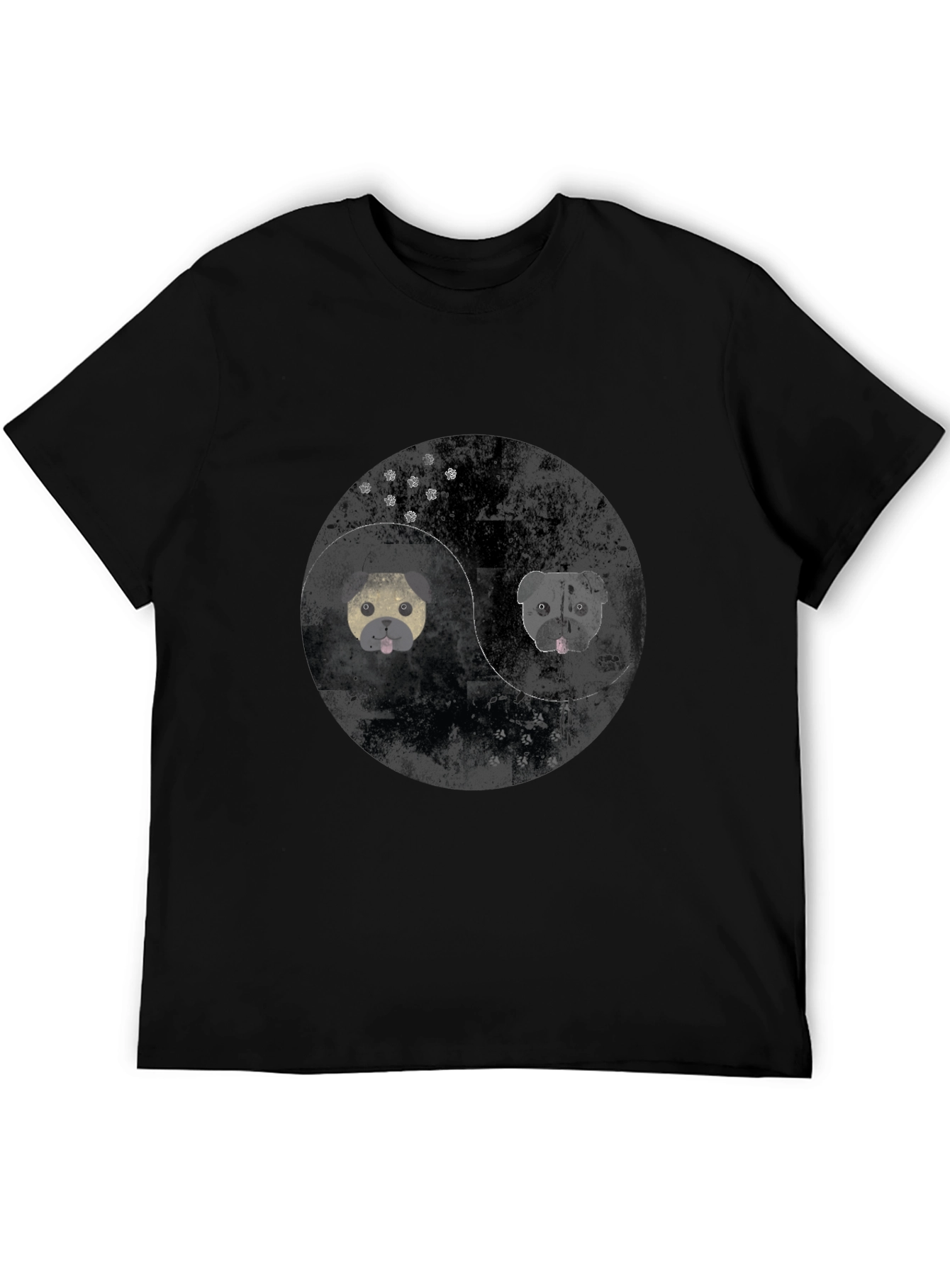 Yin Yang Pug Graphic Tee - Black Cotton