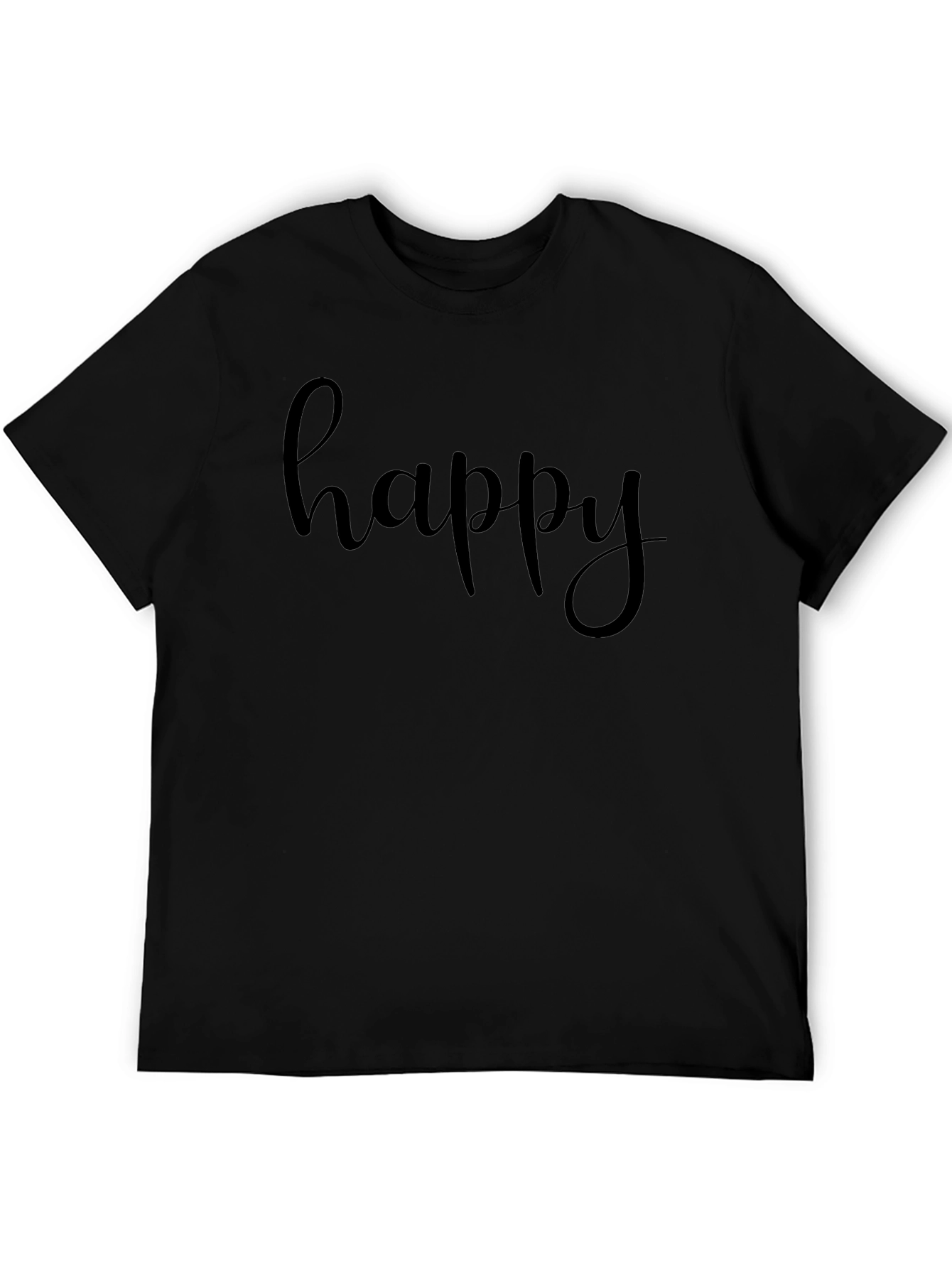 Happy Graphic Tee - Black Casual T-Shirt