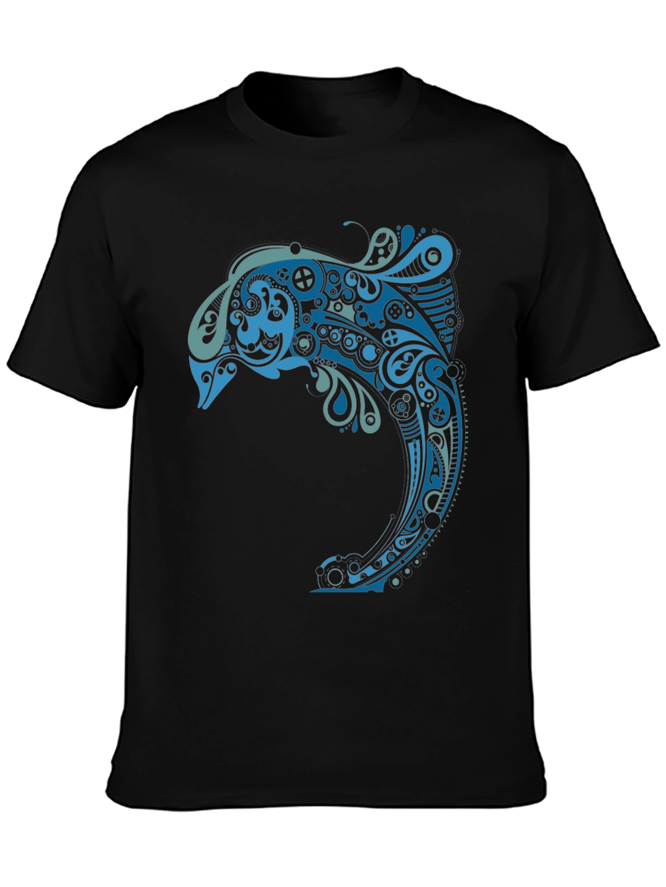 Abstract Dolphin Graphic Tee - Mens Black T-Shirt