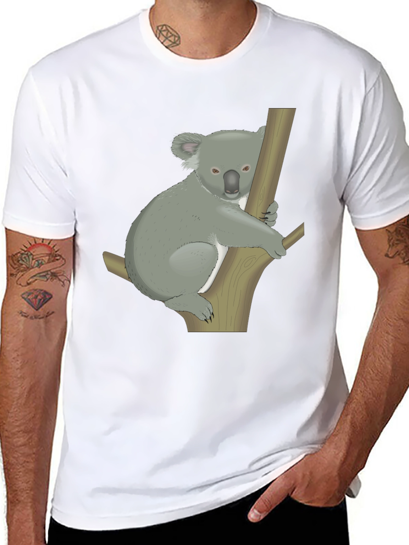 Koala Graphic Print Black T-Shirt