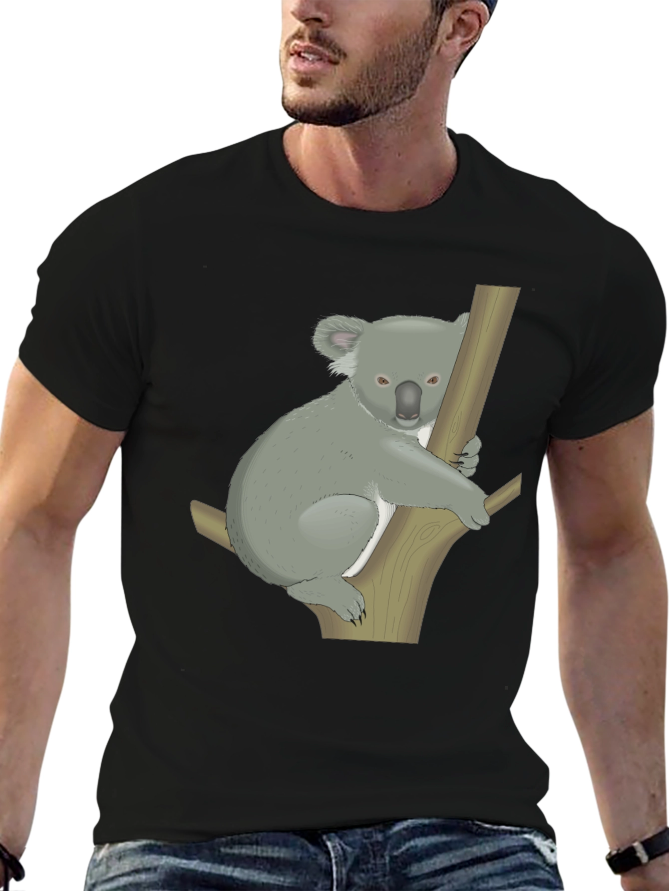 Koala Graphic Print Black T-Shirt