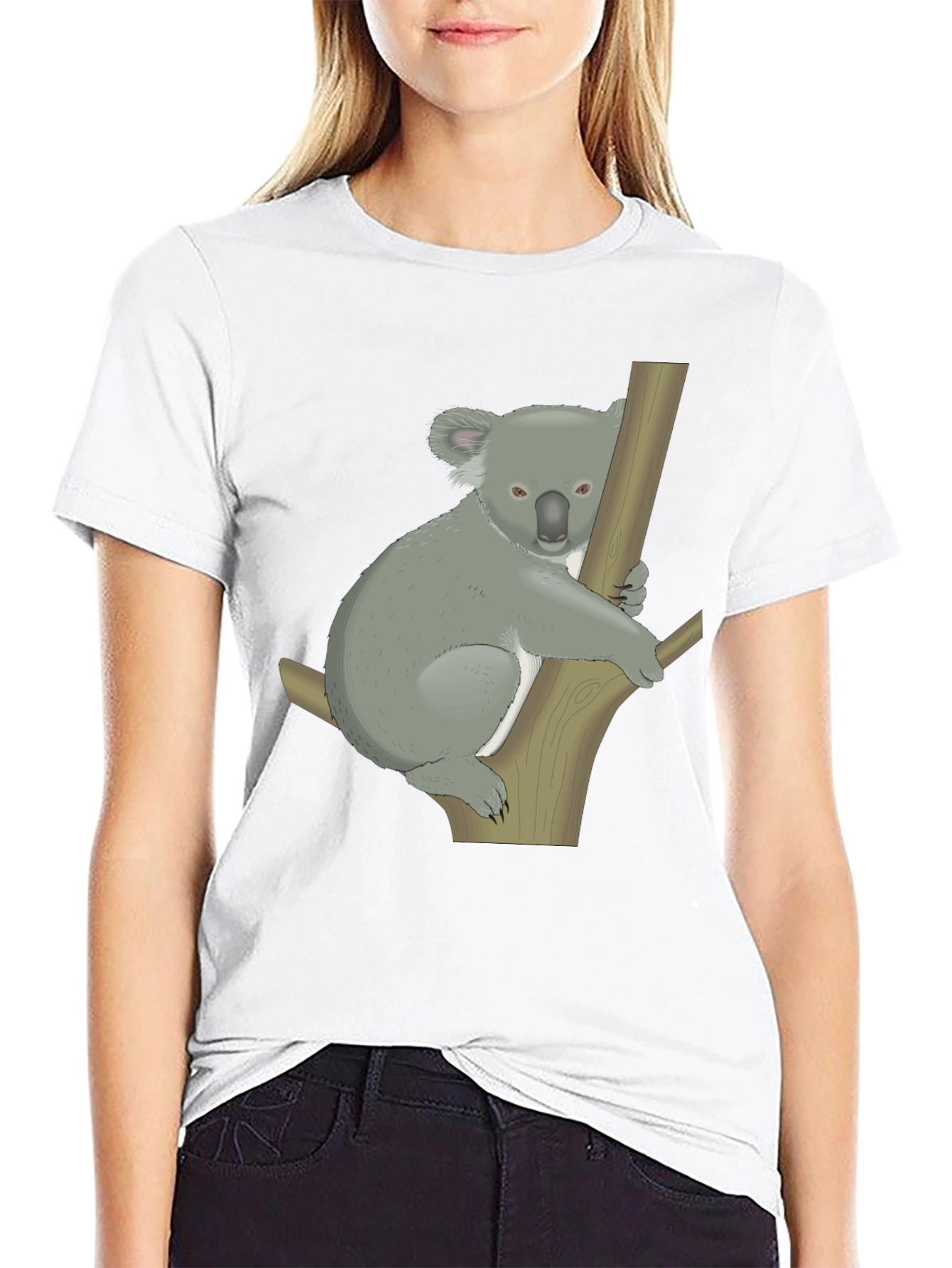 Koala Graphic Print Black T-Shirt