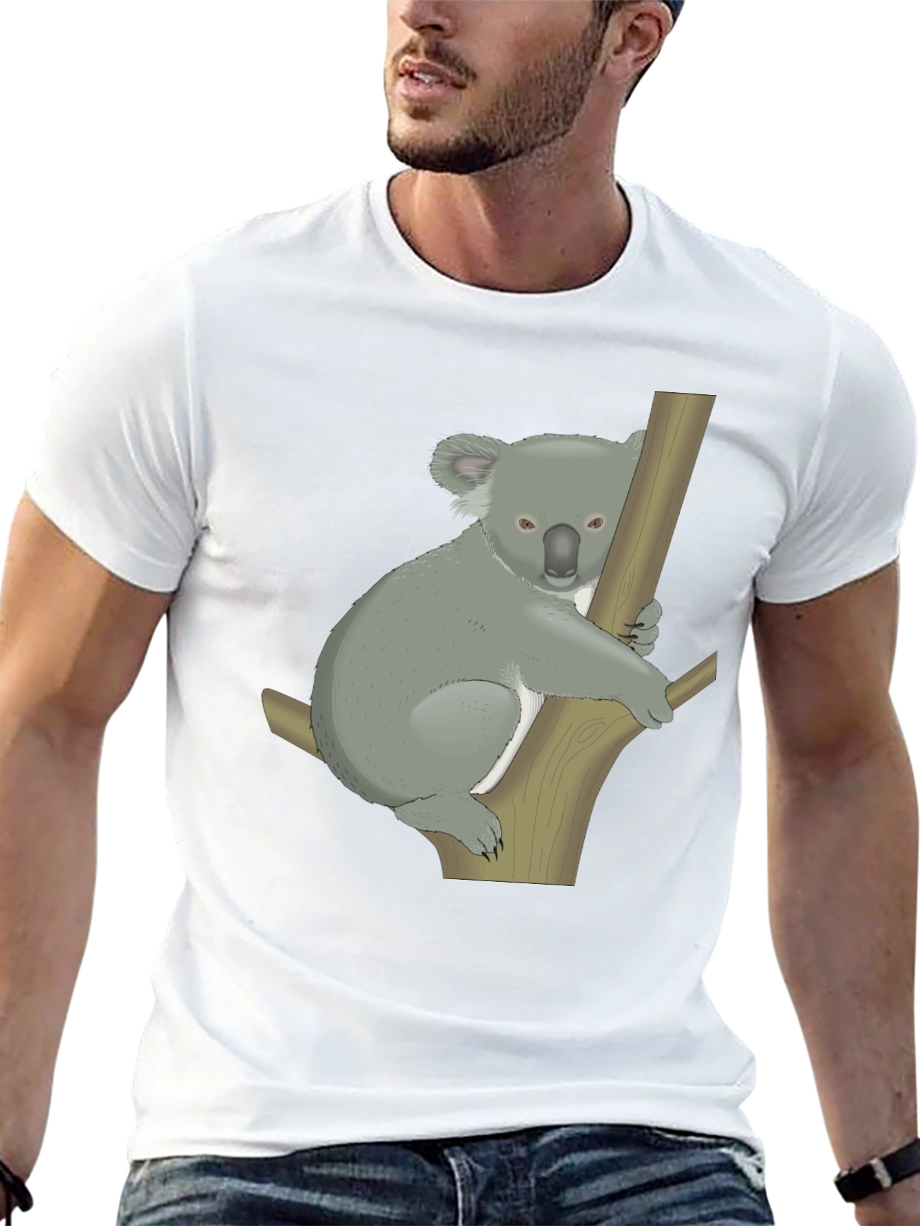 Koala Graphic Print Black T-Shirt