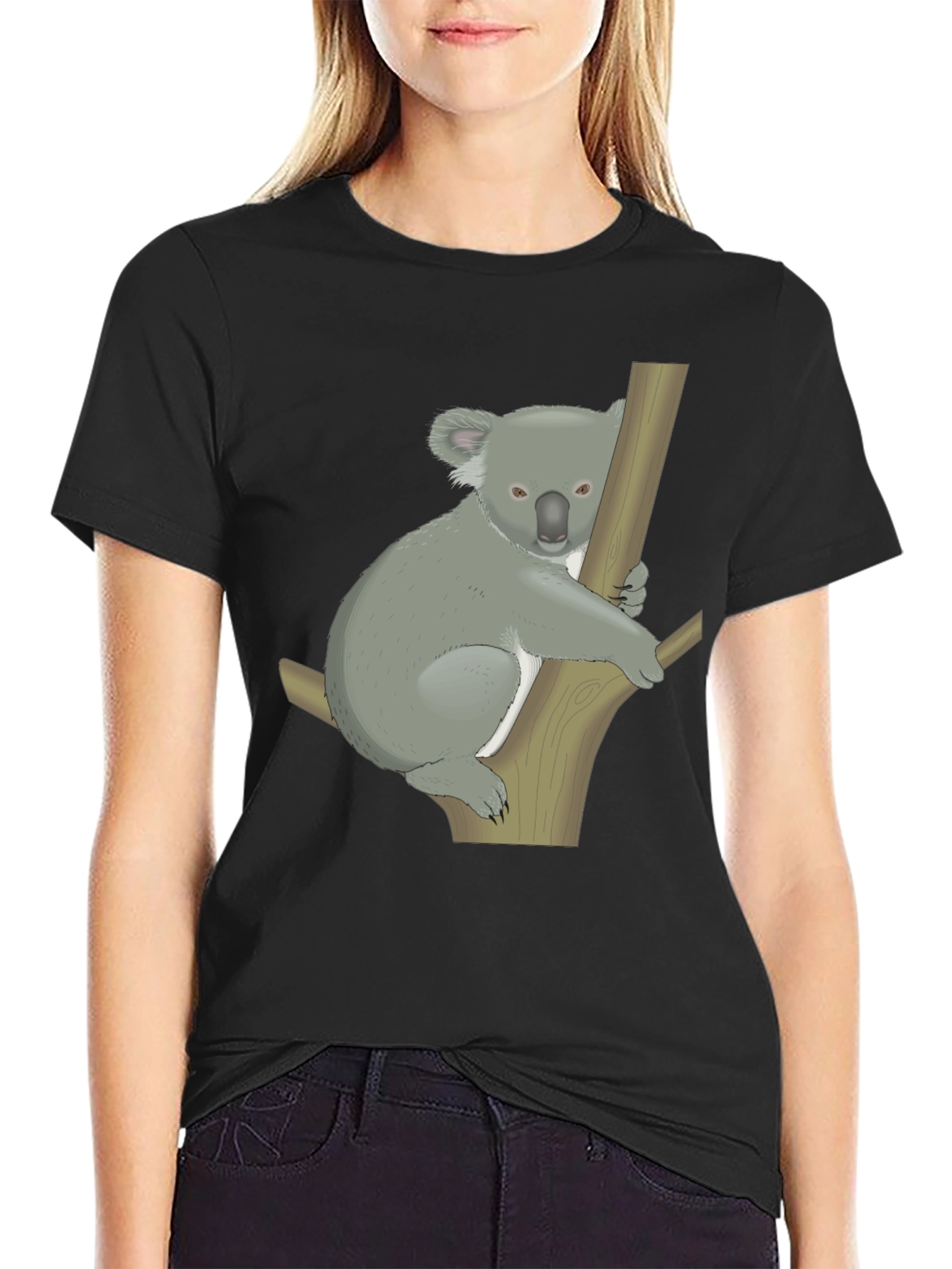 Koala Graphic Print Black T-Shirt