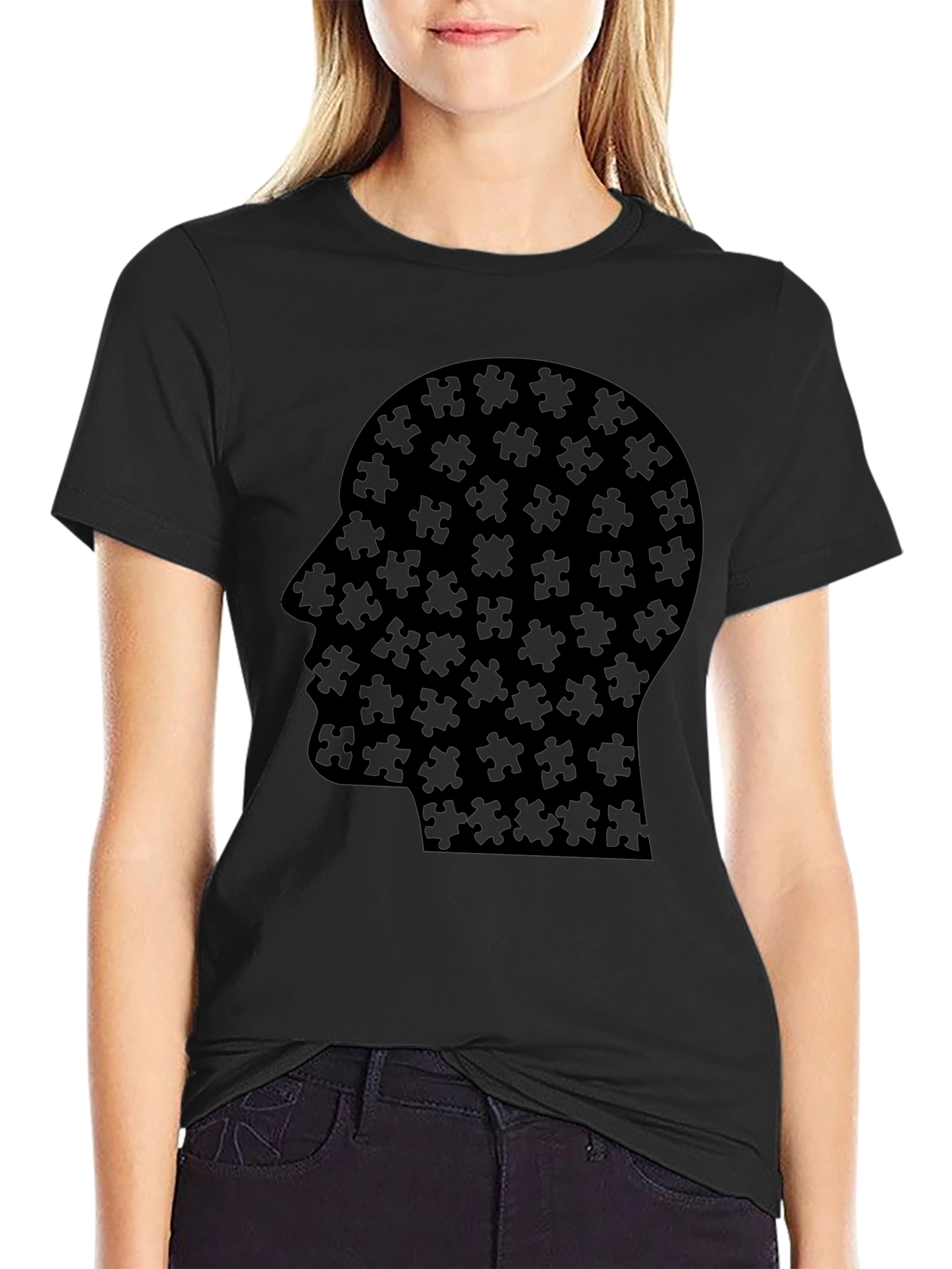 Puzzle Head Tee - Black Graphic T-Shirt