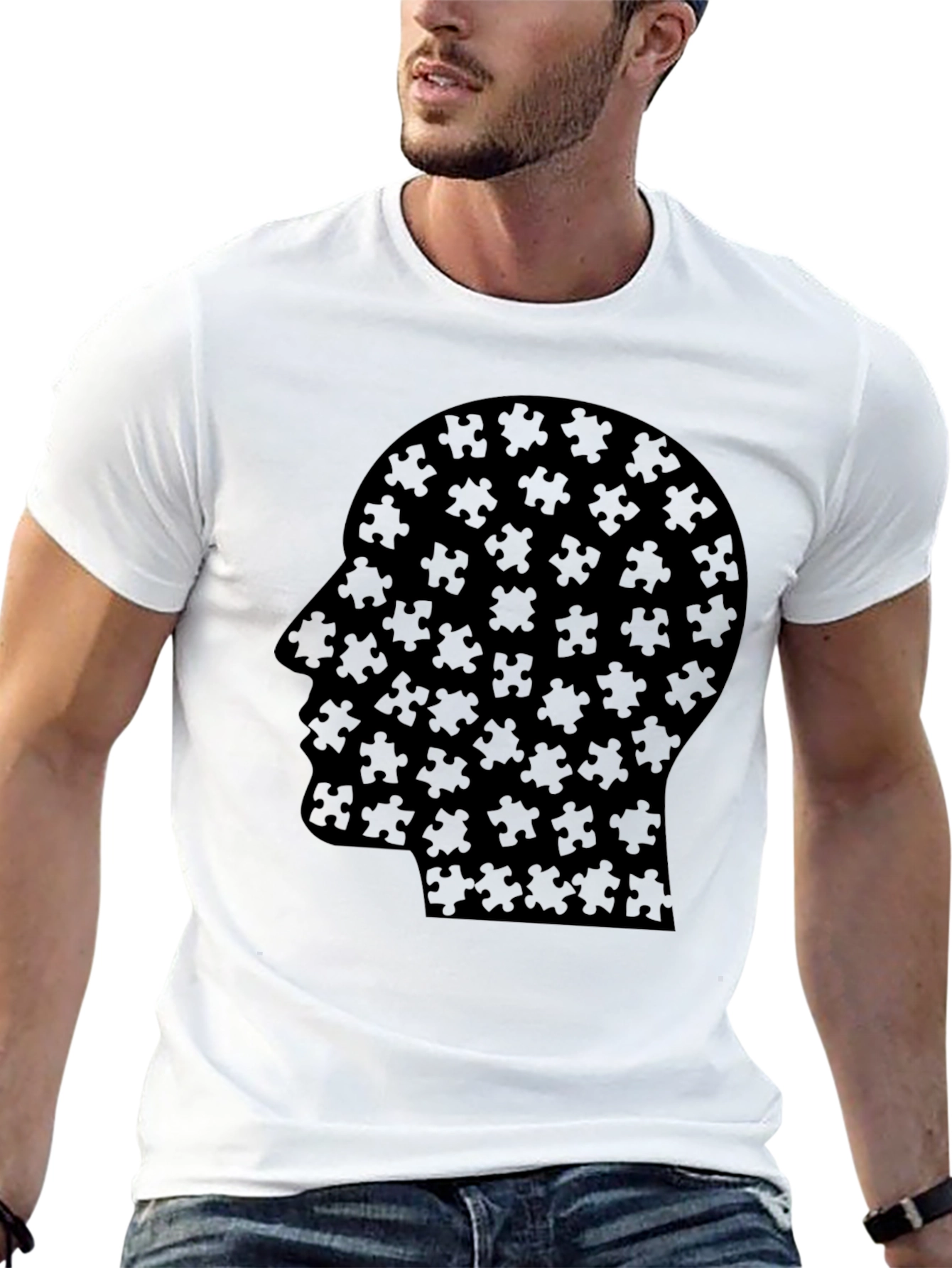 Puzzle Head Tee - Black Graphic T-Shirt