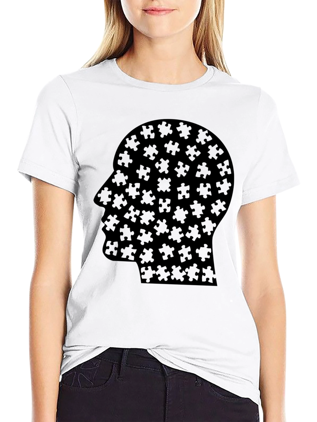 Puzzle Head Tee - Black Graphic T-Shirt