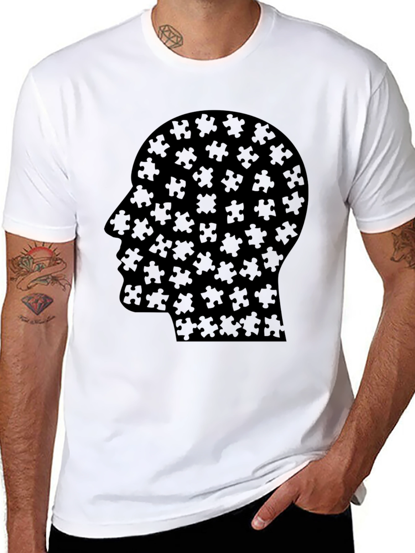 Puzzle Head Tee - Black Graphic T-Shirt