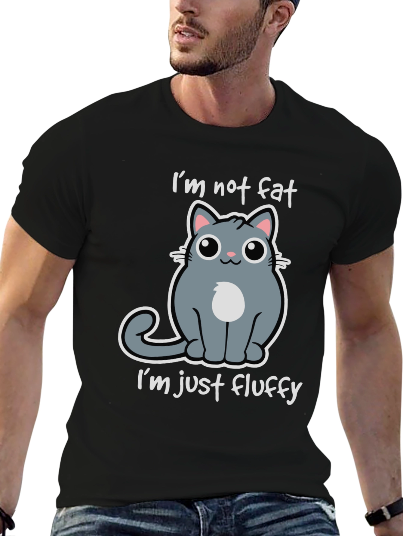 Im Not Fat Im Just Fluffy Cat Graphic Tee
