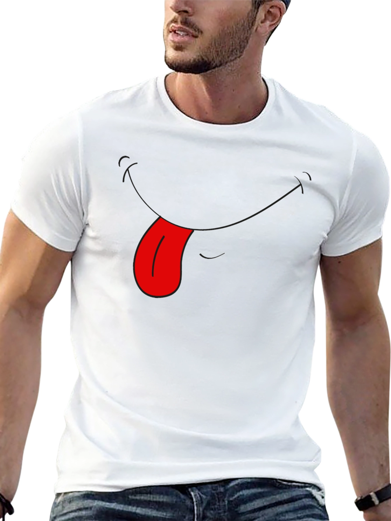 Funny Tongue Out Graphic Tee - Black Casual T-Shirt