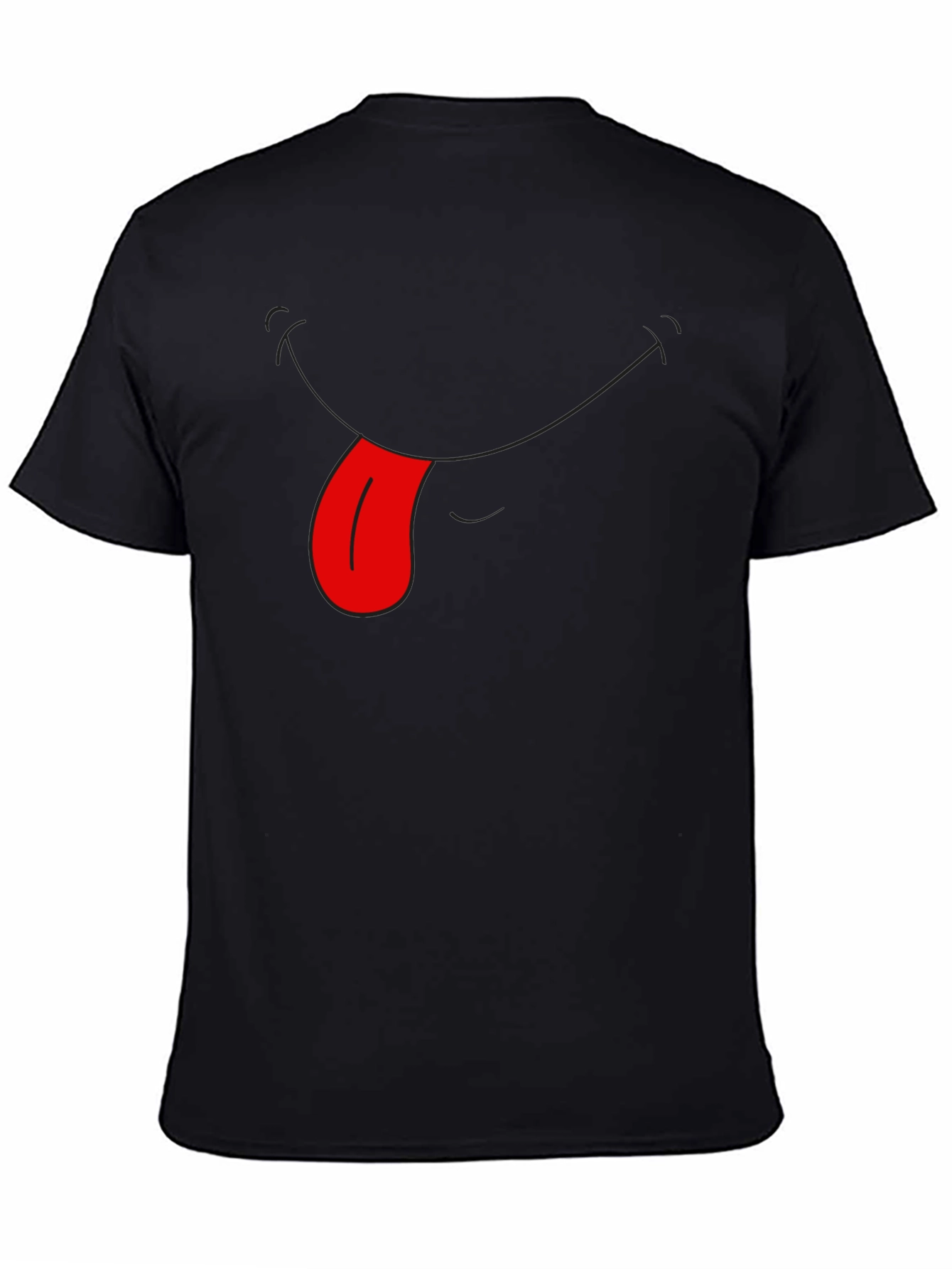 Funny Tongue Out Graphic Tee - Black Casual T-Shirt