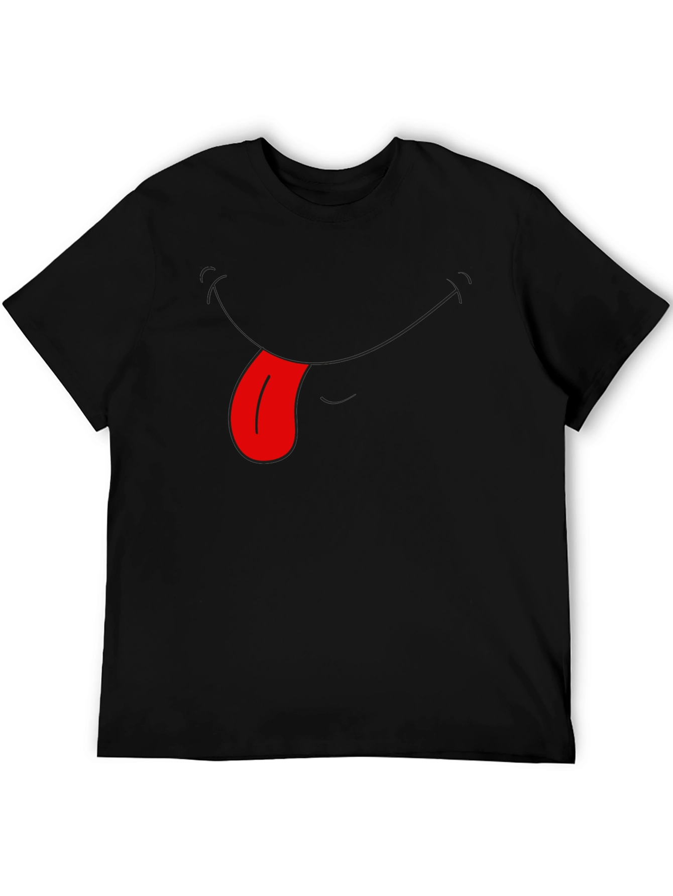 Funny Tongue Out Graphic Tee - Black Casual T-Shirt