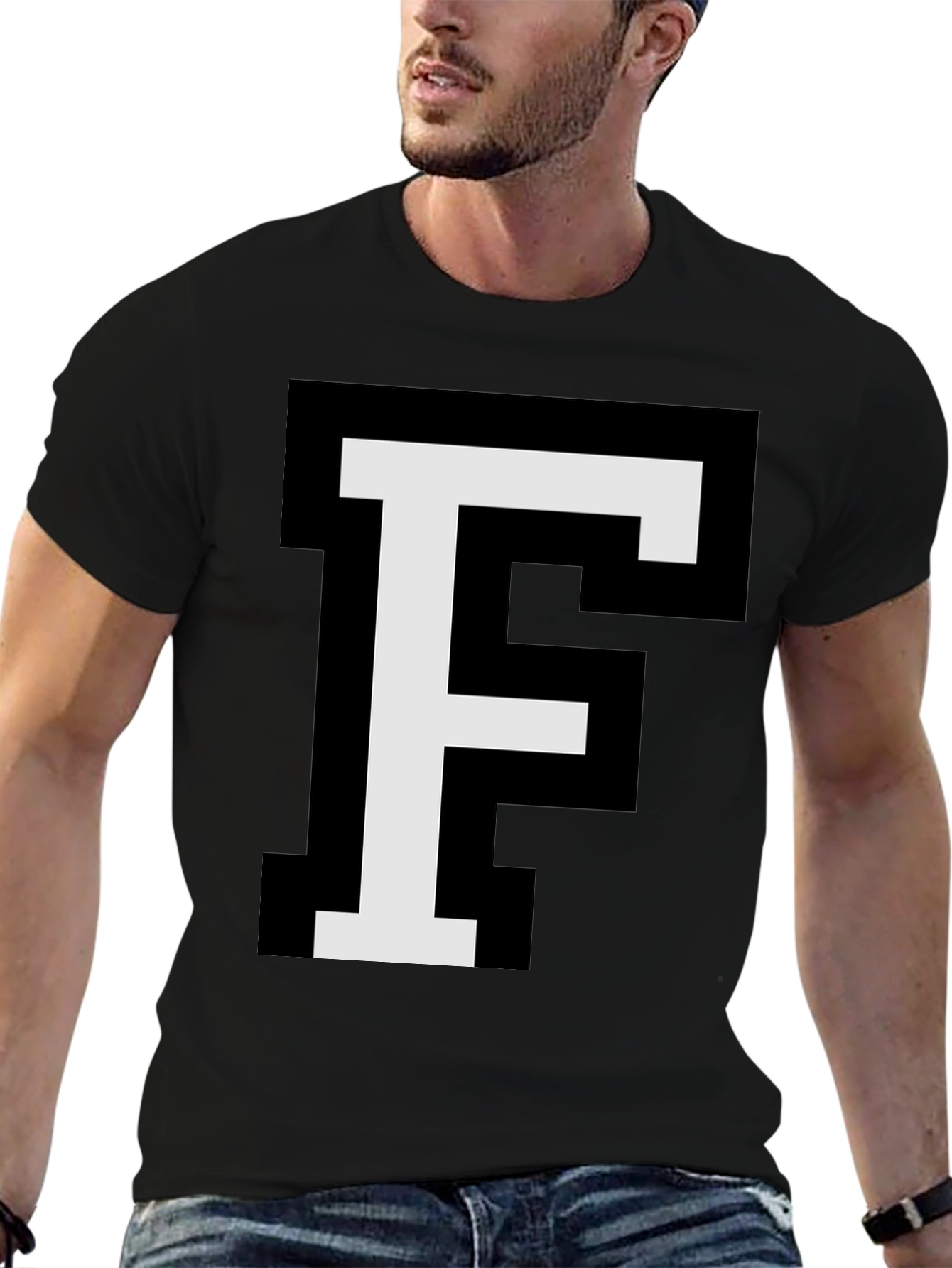 Pixel Letter F Graphic Tee - Retro Gaming Style