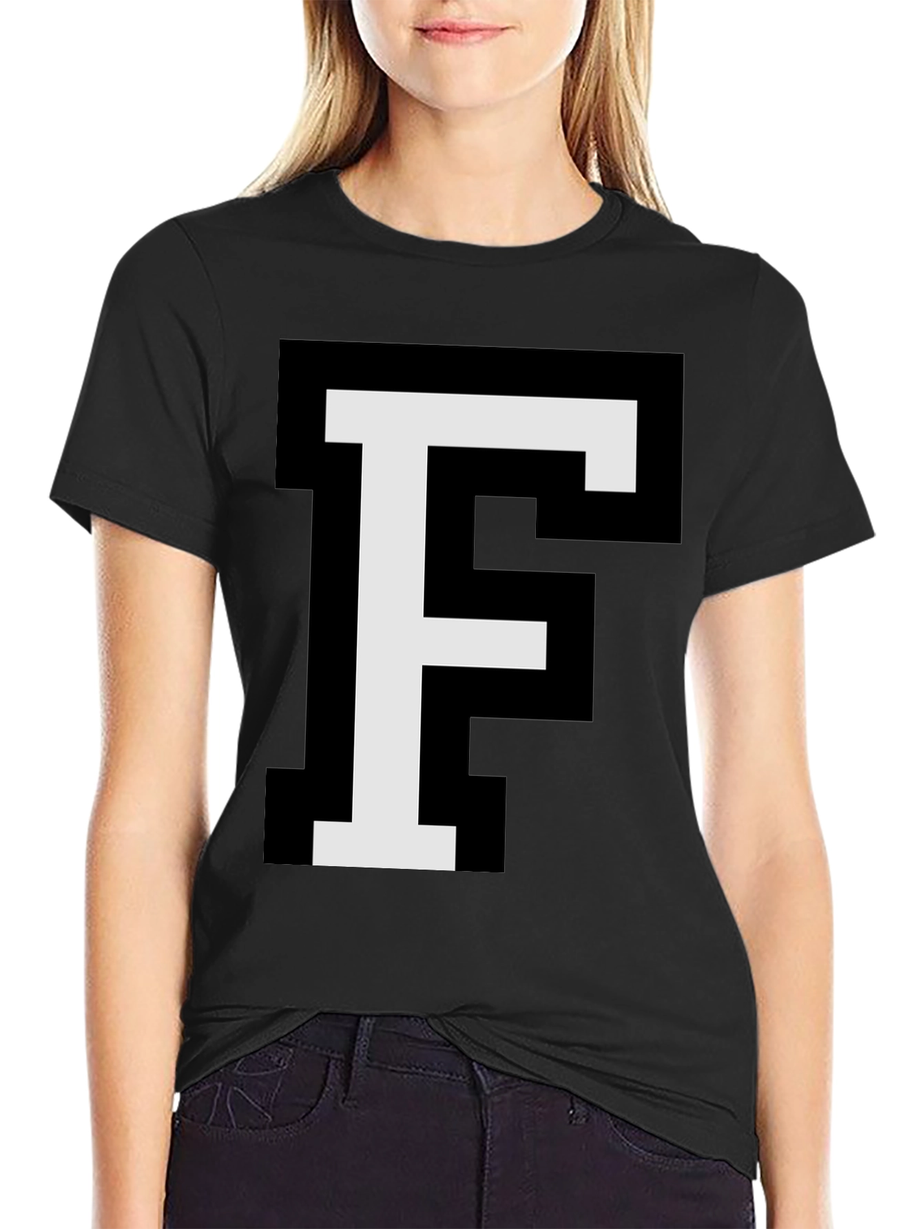 Pixel Letter F Graphic Tee - Retro Gaming Style
