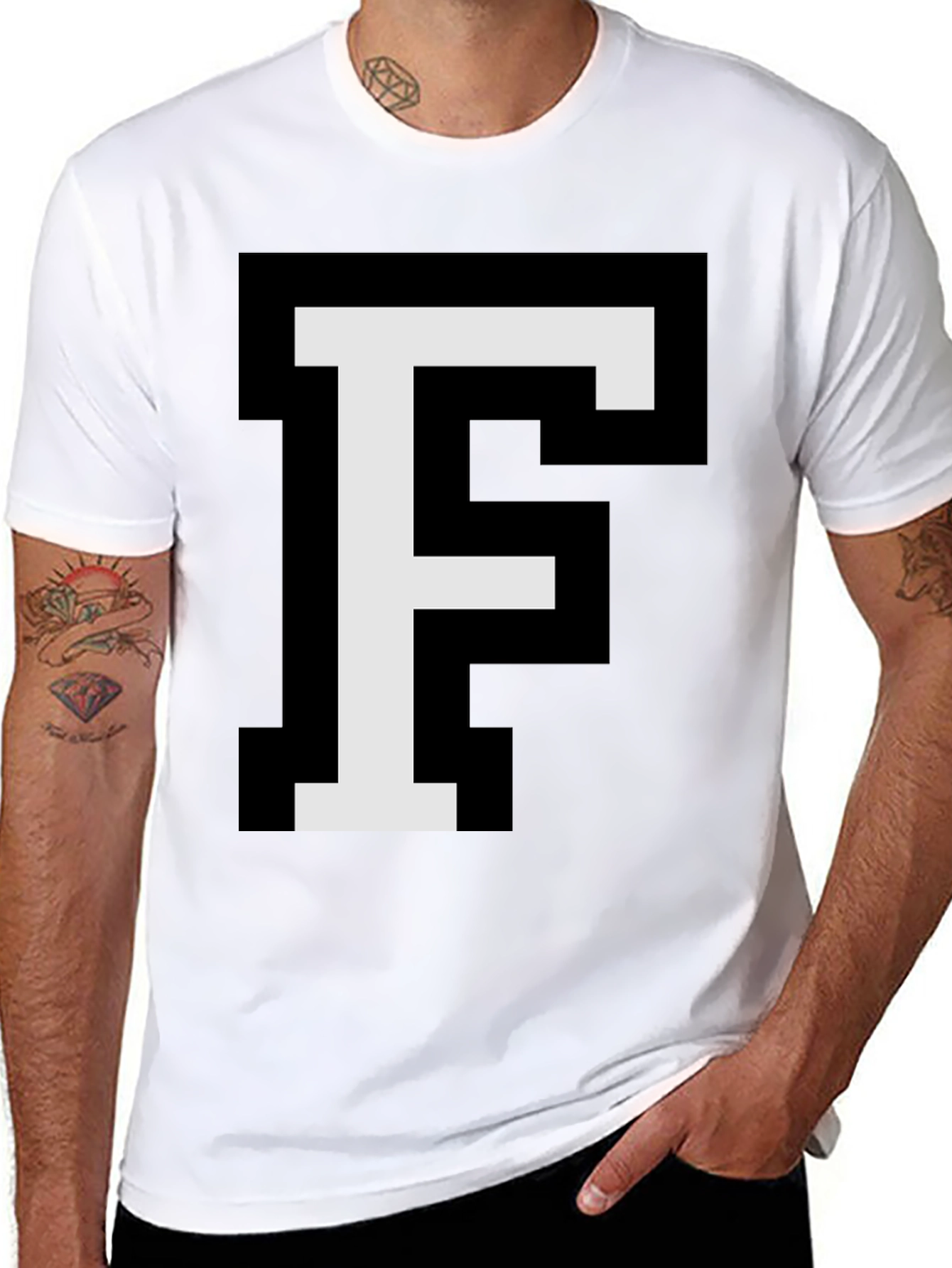 Pixel Letter F Graphic Tee - Retro Gaming Style