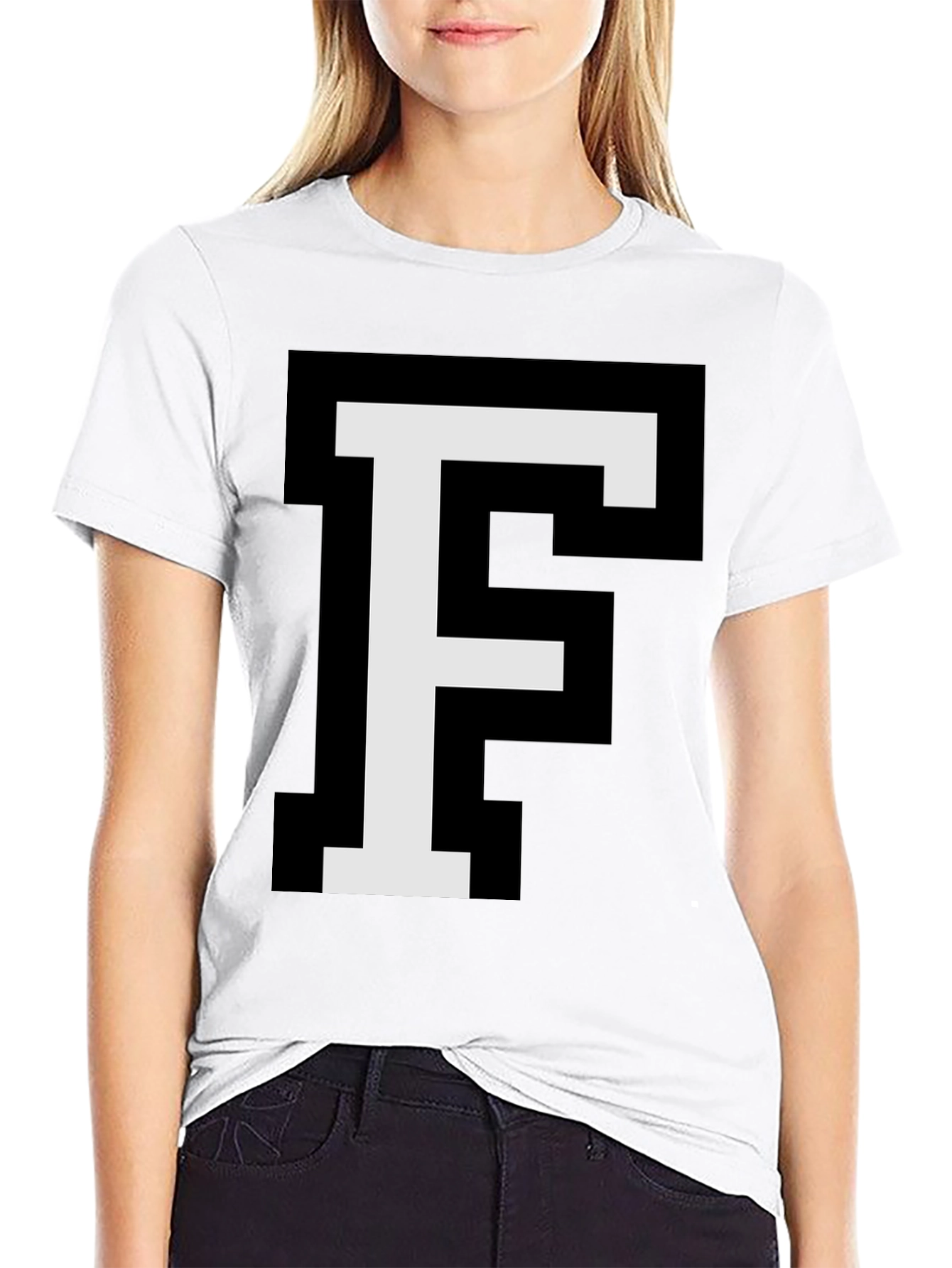 Pixel Letter F Graphic Tee - Retro Gaming Style