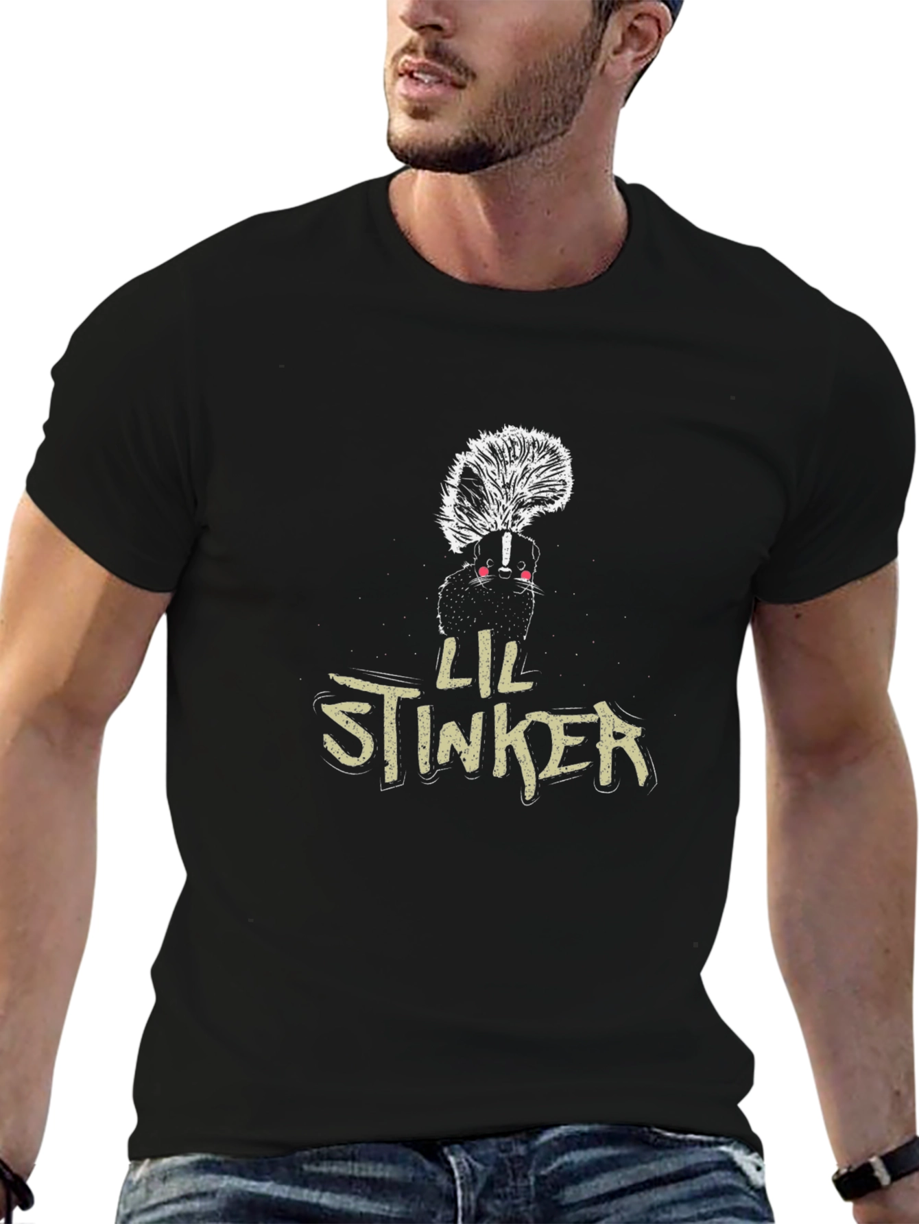 Lil Stinker Skunk Graphic Tee - Black