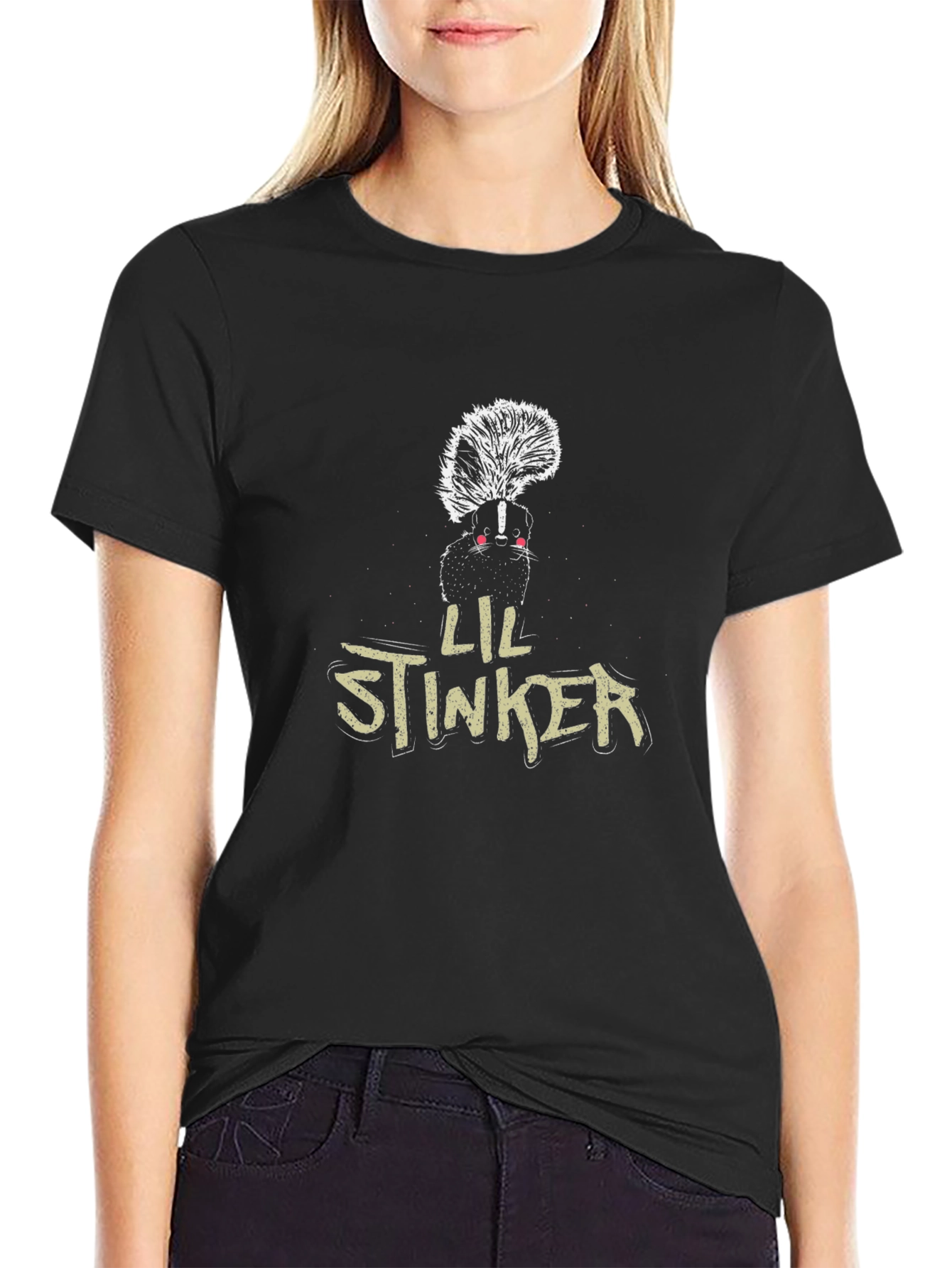 Lil Stinker Skunk Graphic Tee - Black
