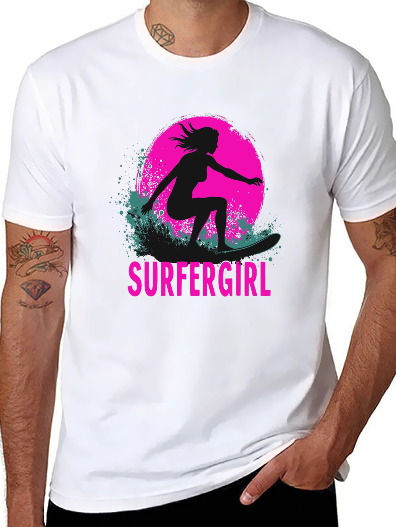 Surfer Girl Graphic Tee - Black
