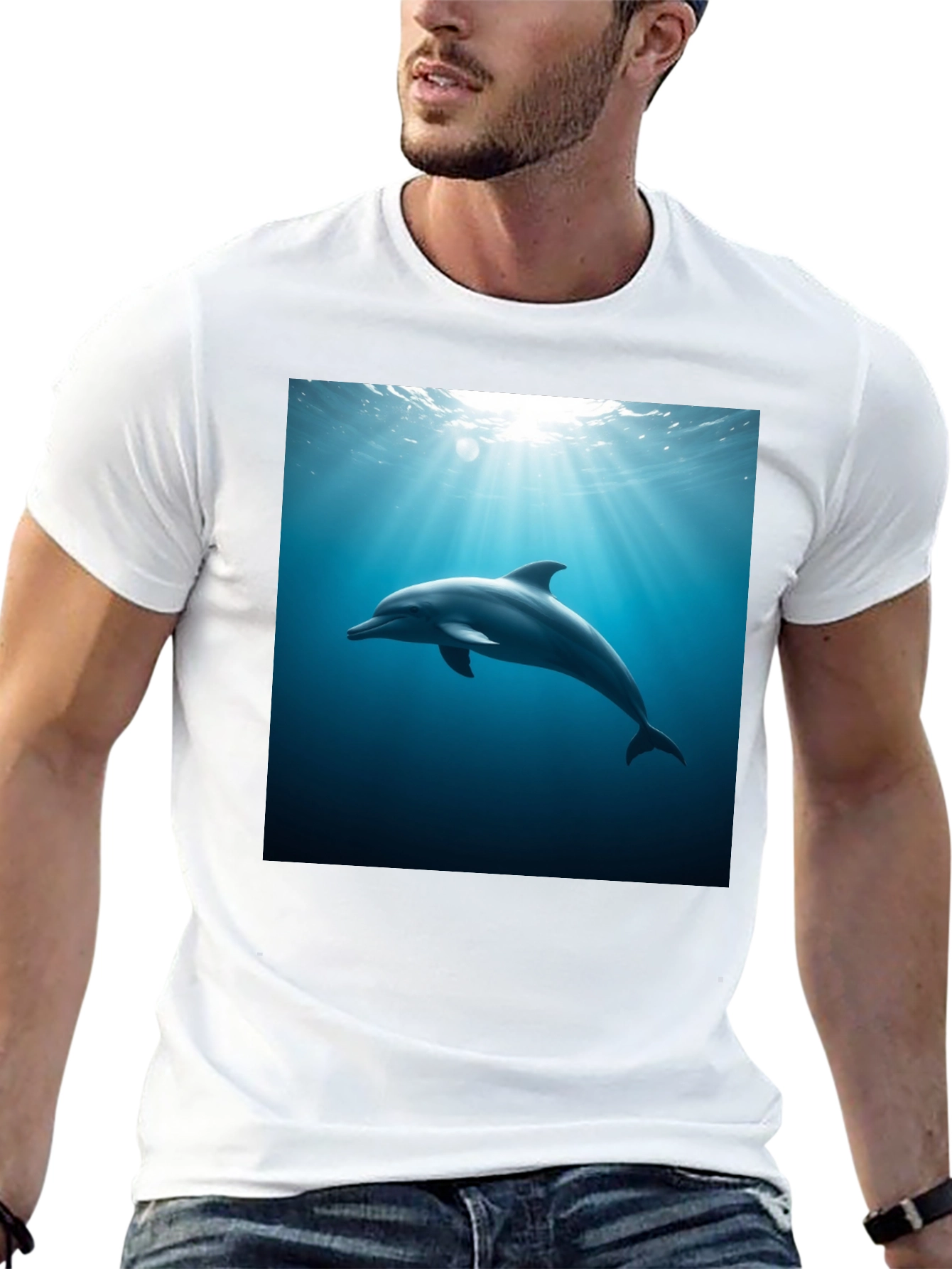 Dolphin Ocean Depths Graphic Tee - Black Cotton