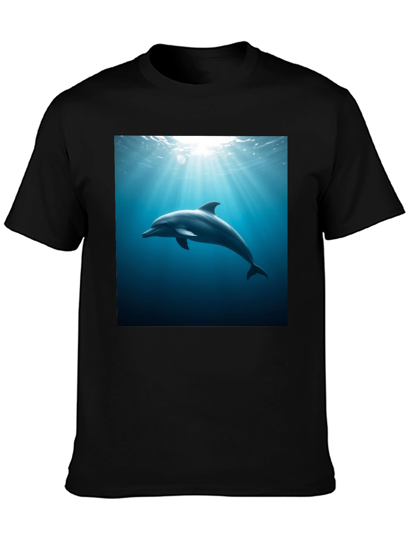 Dolphin Ocean Depths Graphic Tee - Black Cotton