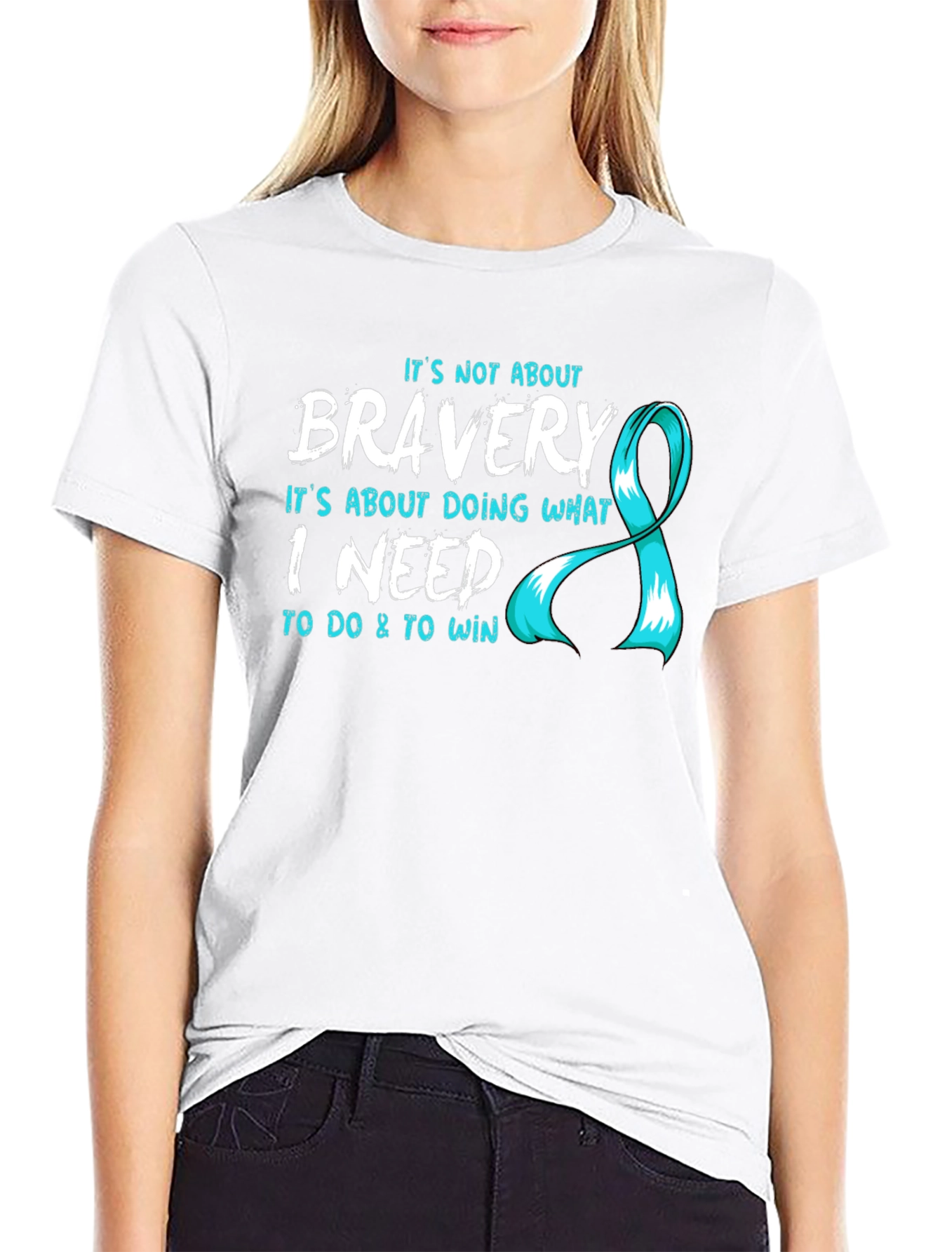 Bravery T-Shirt - Teal Ribbon Design