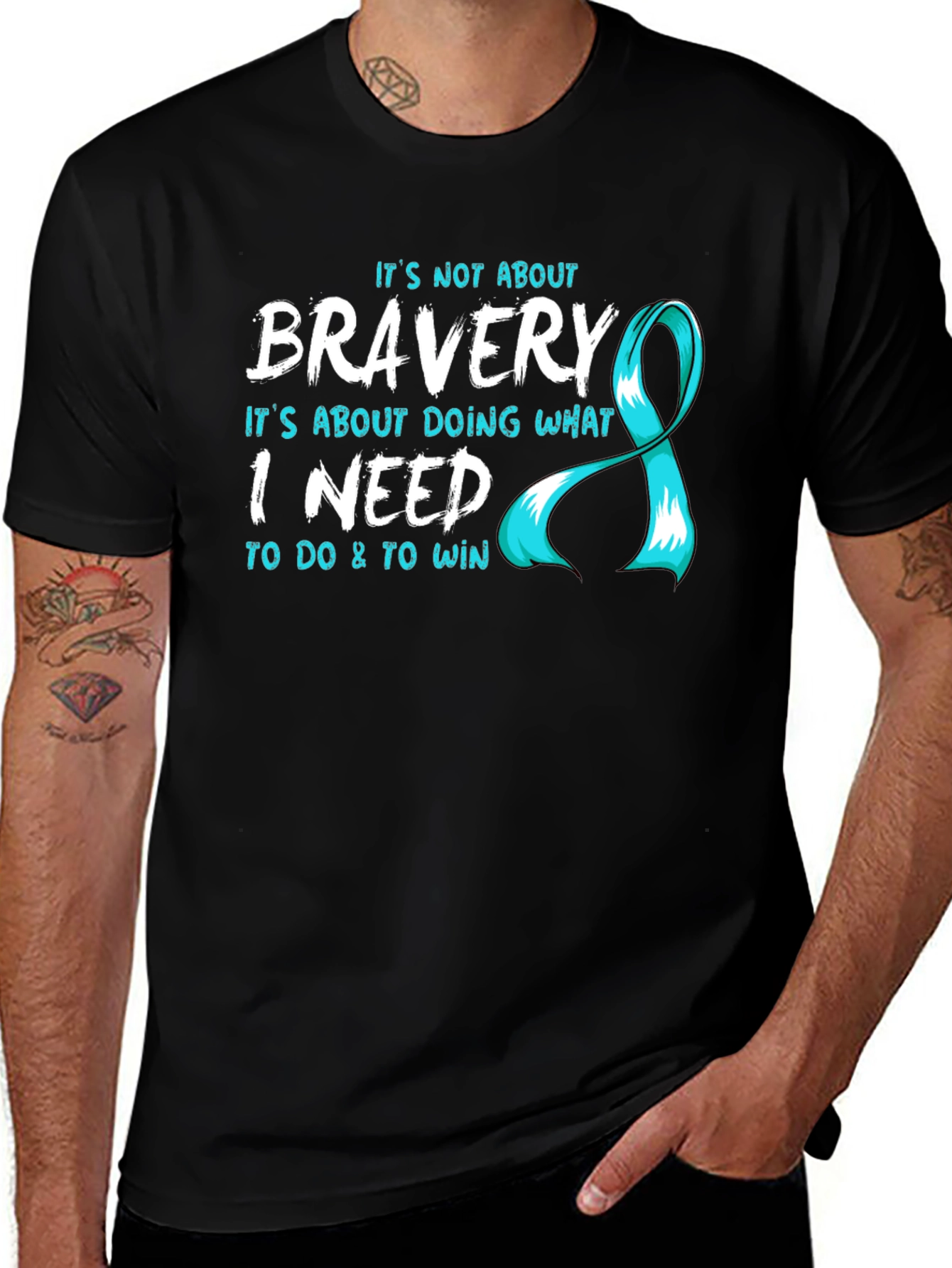Bravery T-Shirt - Teal Ribbon Design