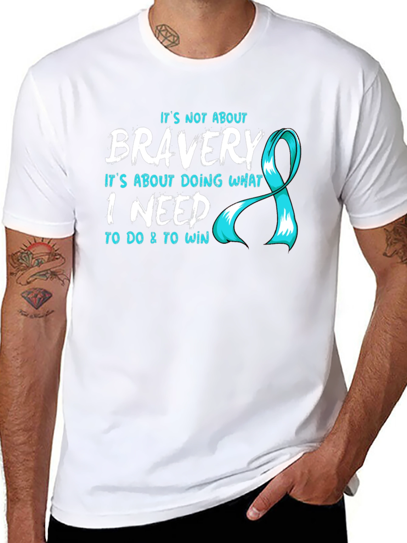 Bravery T-Shirt - Teal Ribbon Design