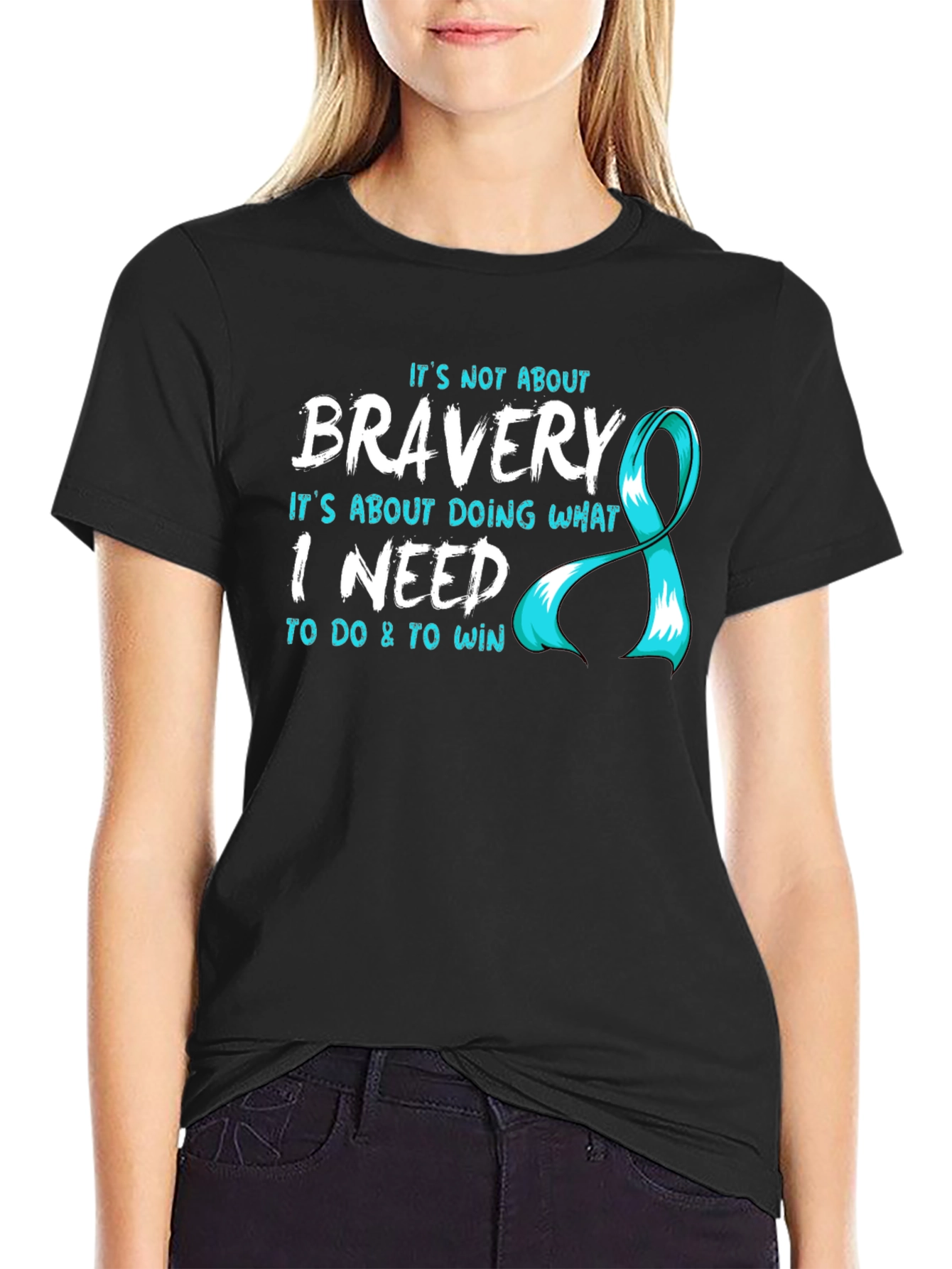 Bravery T-Shirt - Teal Ribbon Design